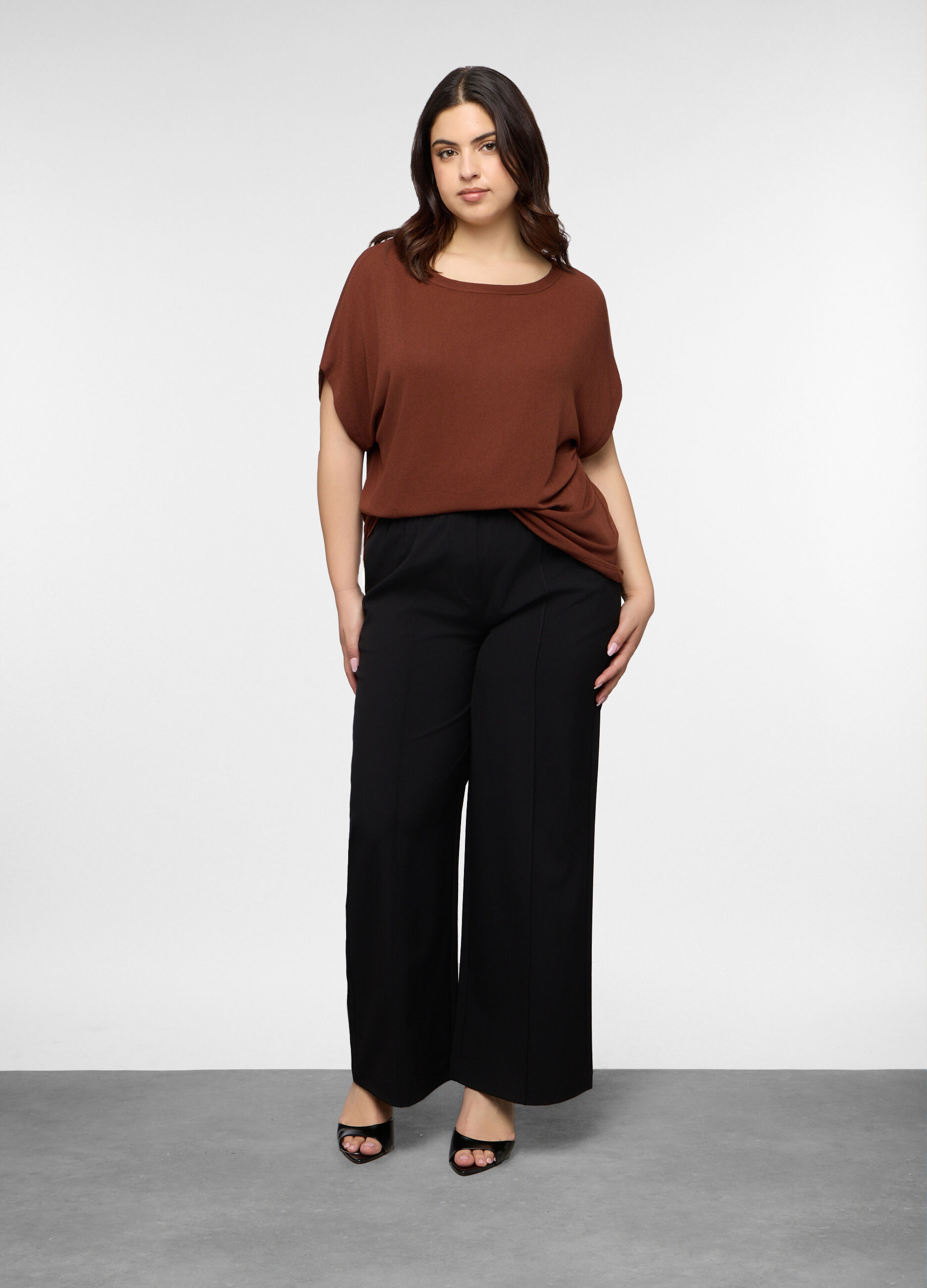 Pantaloni Fit Regular in poli viscosa donna curvy_0