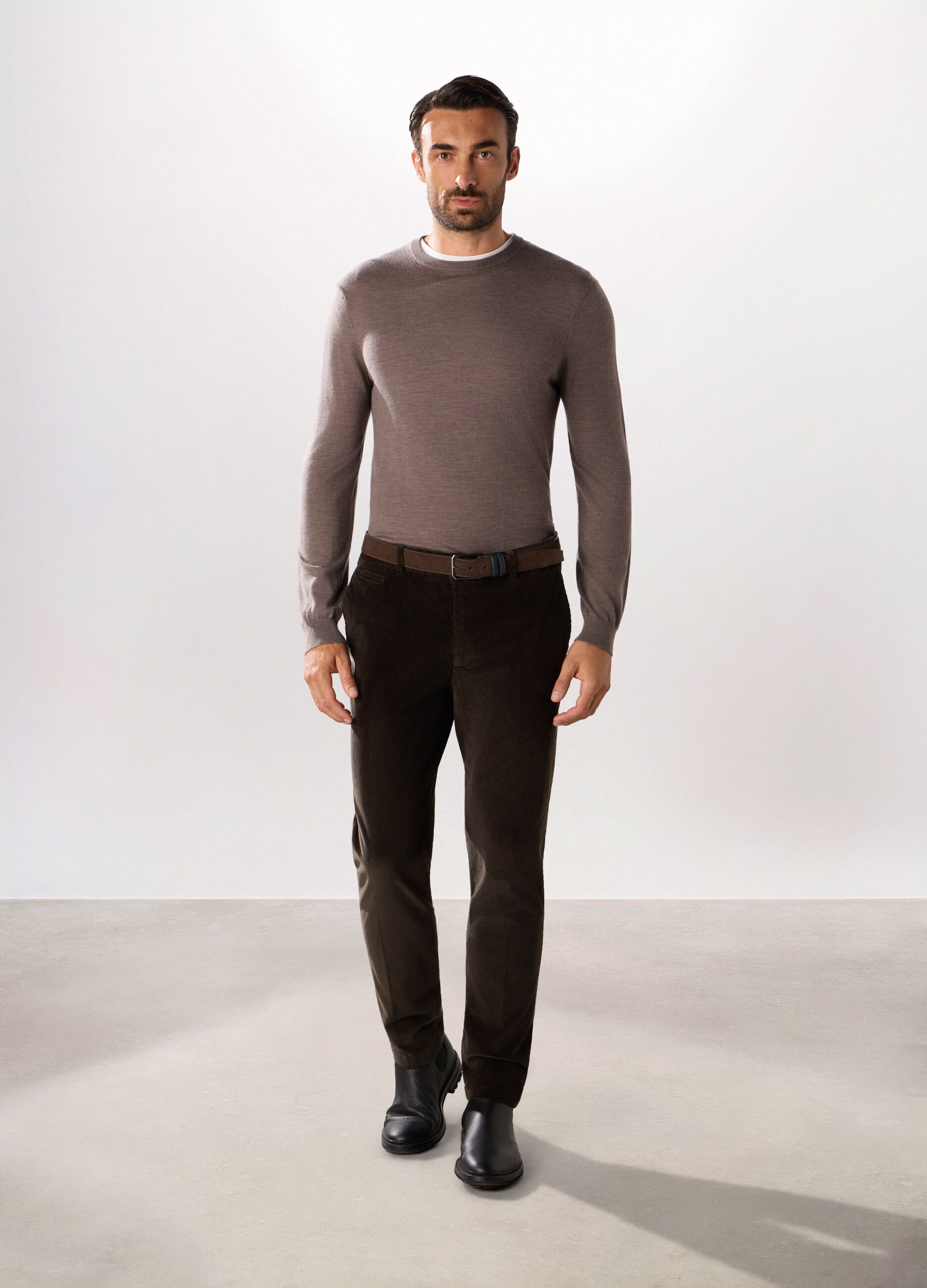 Pantalone in velluto a coste di cotone stretch uomo_0