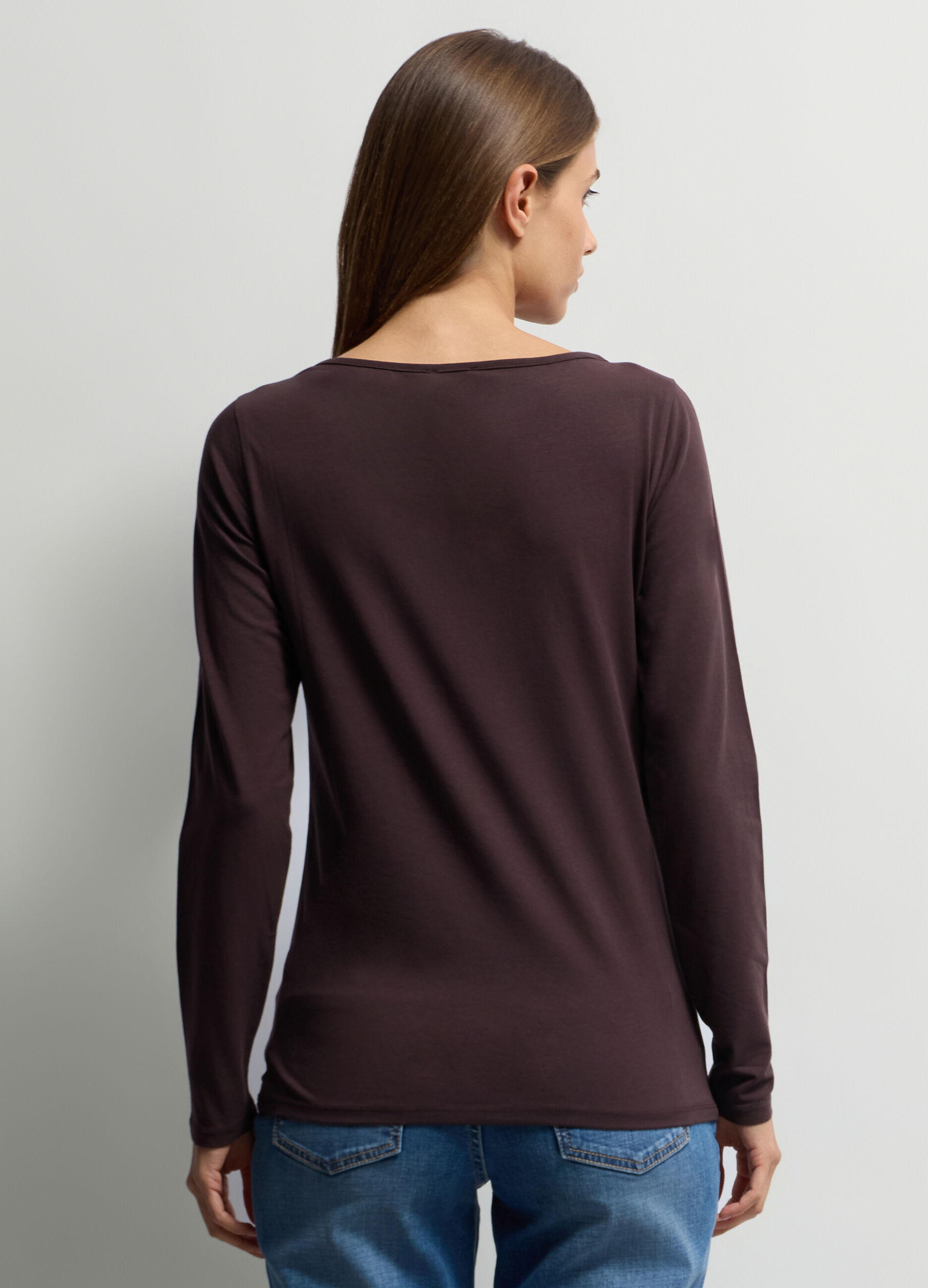 T-shirt con scollo a barchetta stretch donna_1