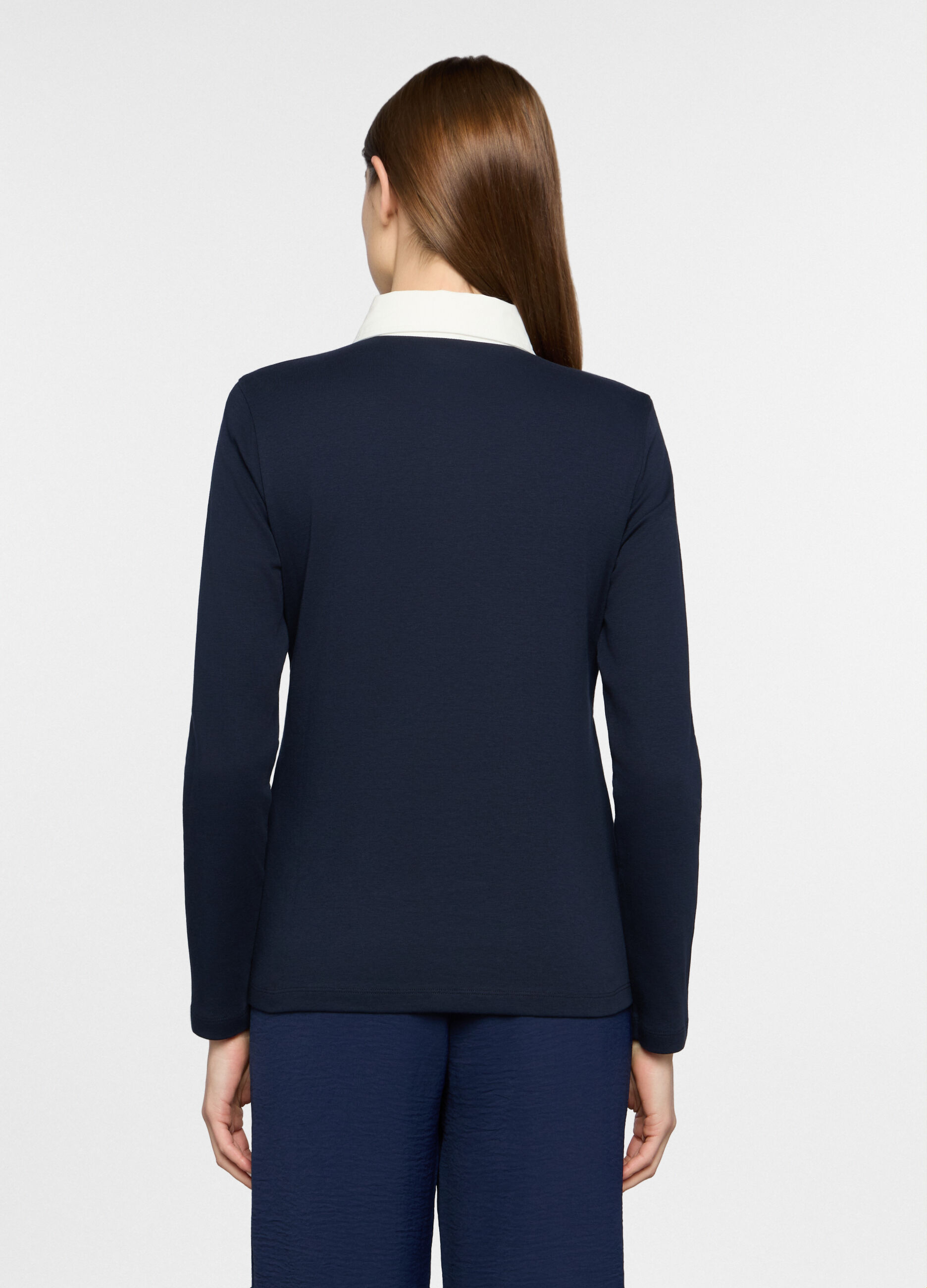 T-shirt con colletto alla francese in interlock donna_1
