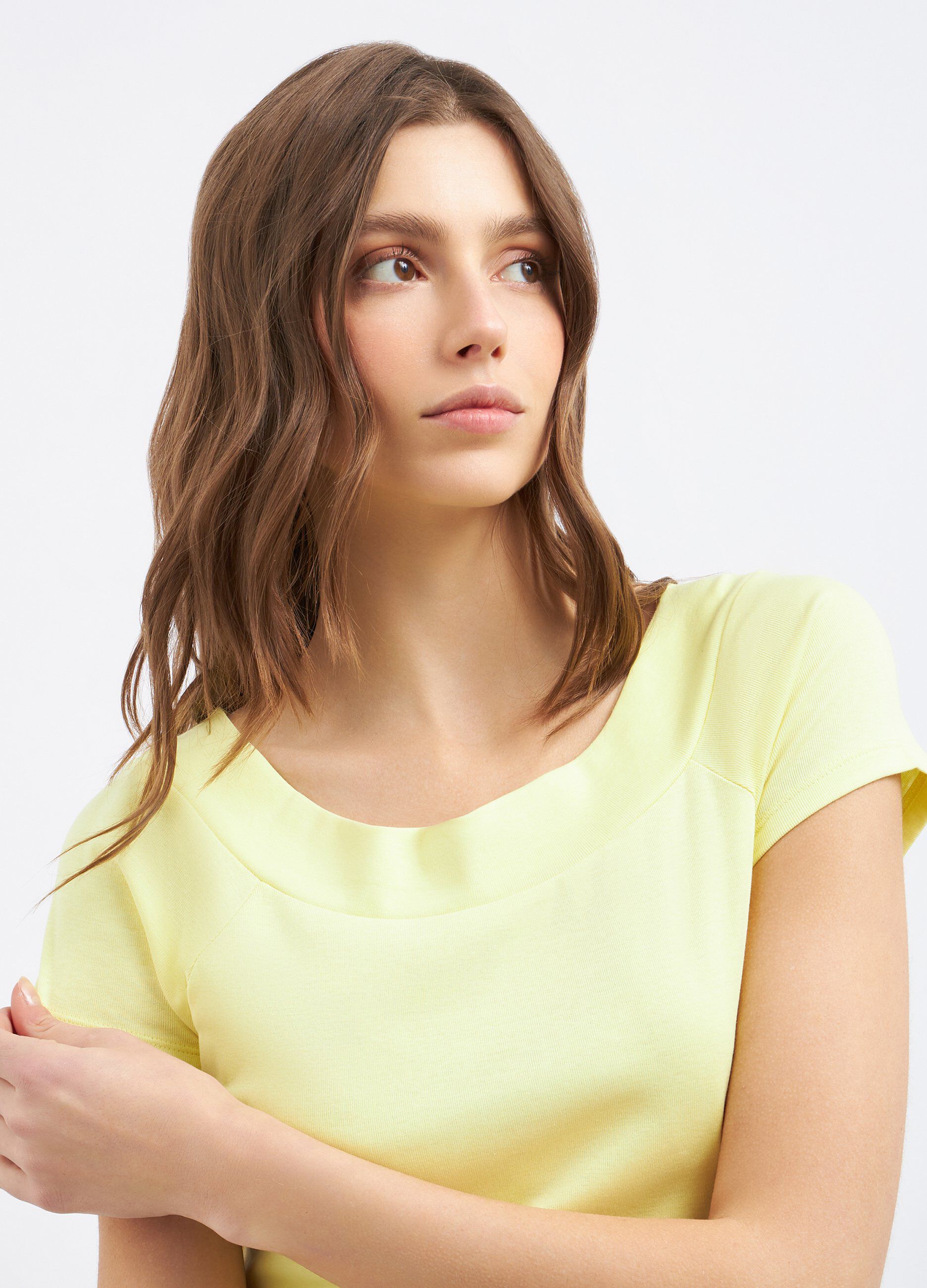 T-shirt in puro cotone con scollo a barchetta donna_2