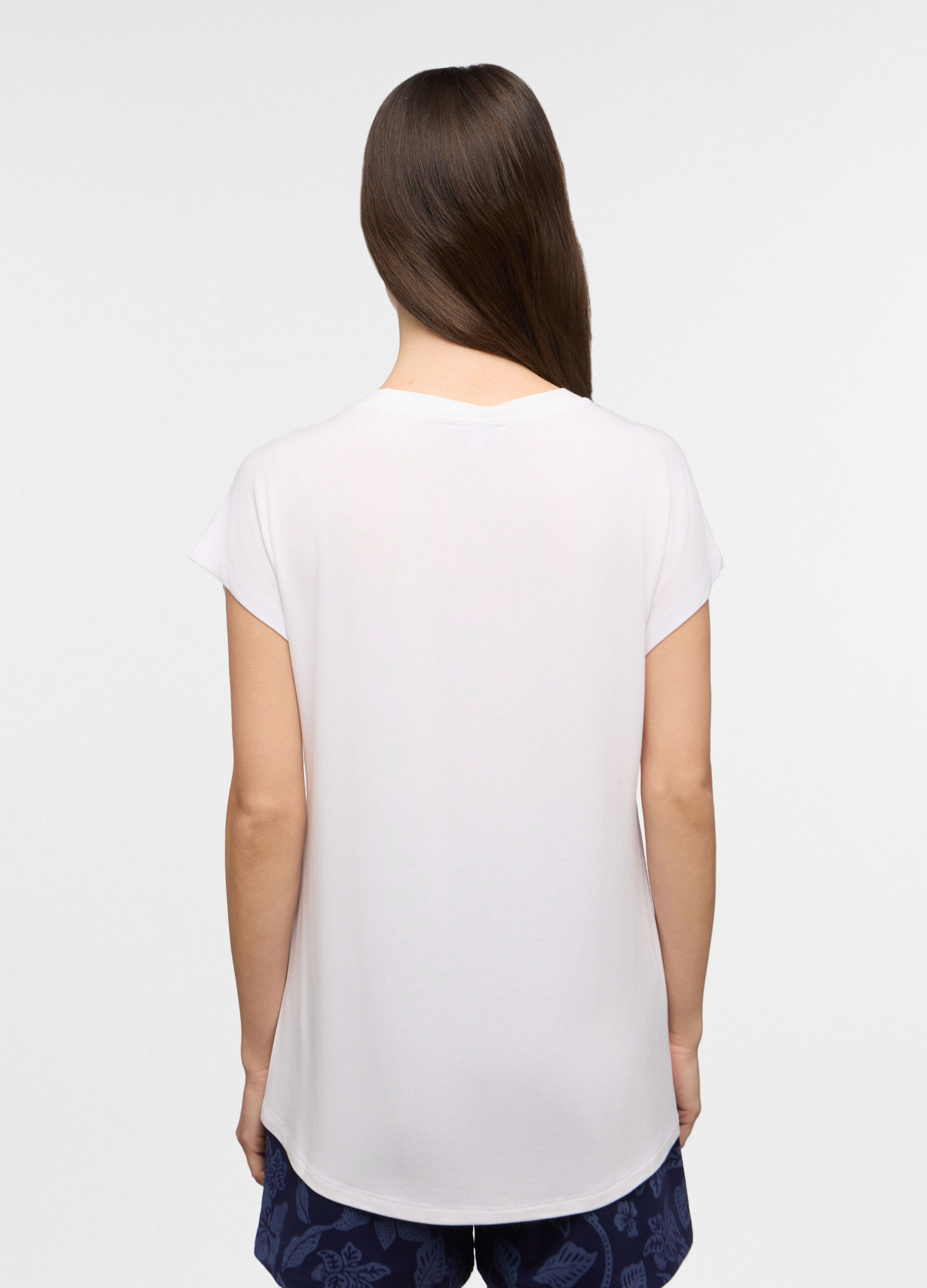T-shirt fit over girocollo stretch donna_1