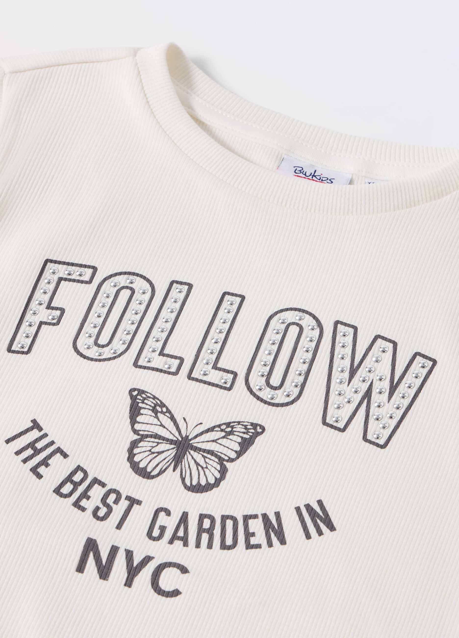 T-shirt in costina di cotone stretch ragazza_1