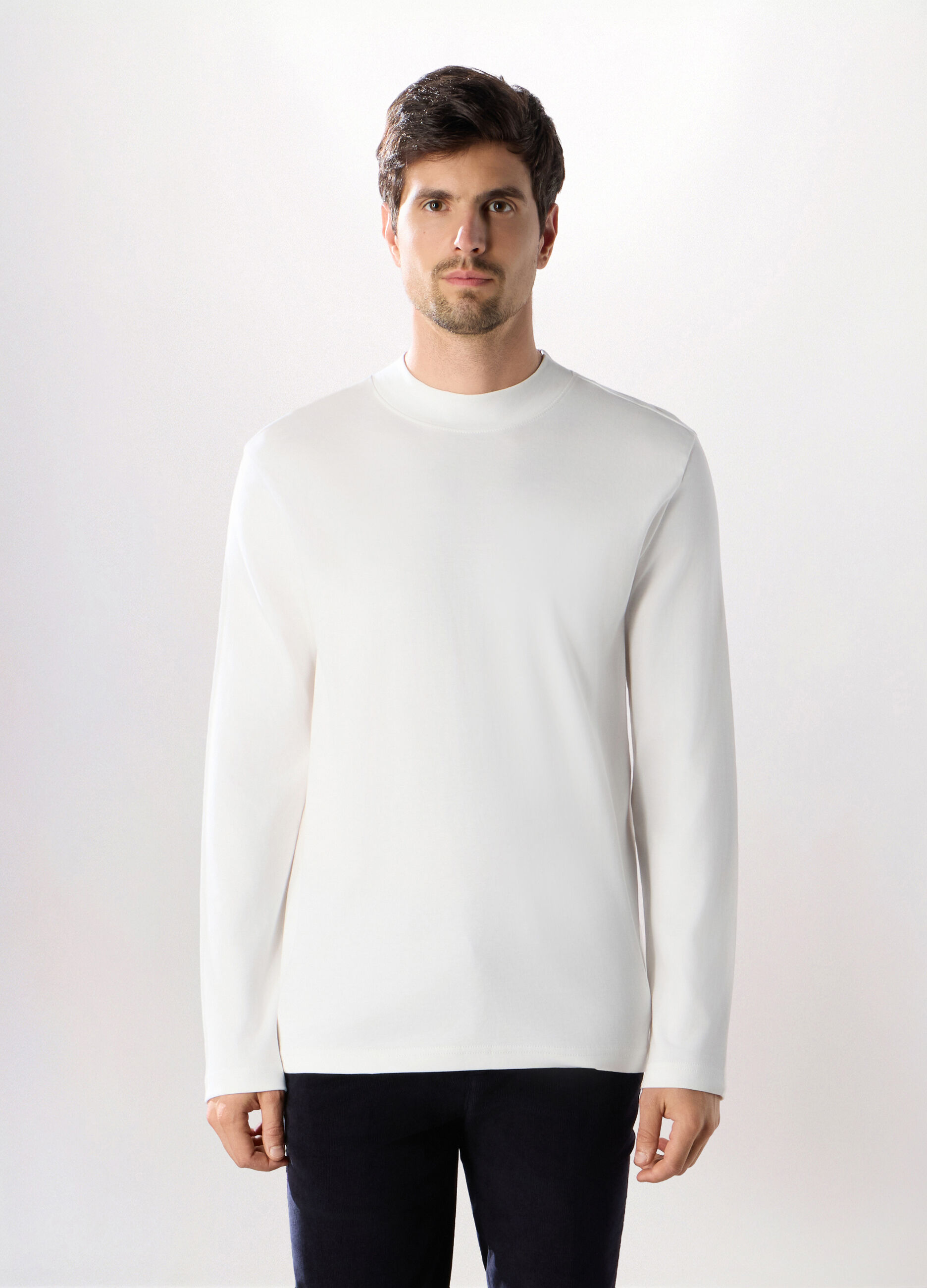 Maglia a maniche lunghe in interlock di cotone_0