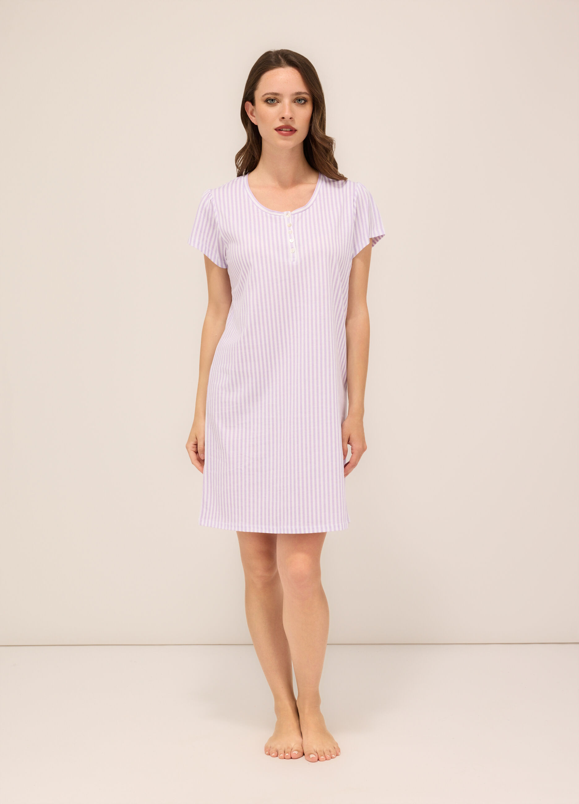 Camicia da notte in jersey di puro cotone donna_0