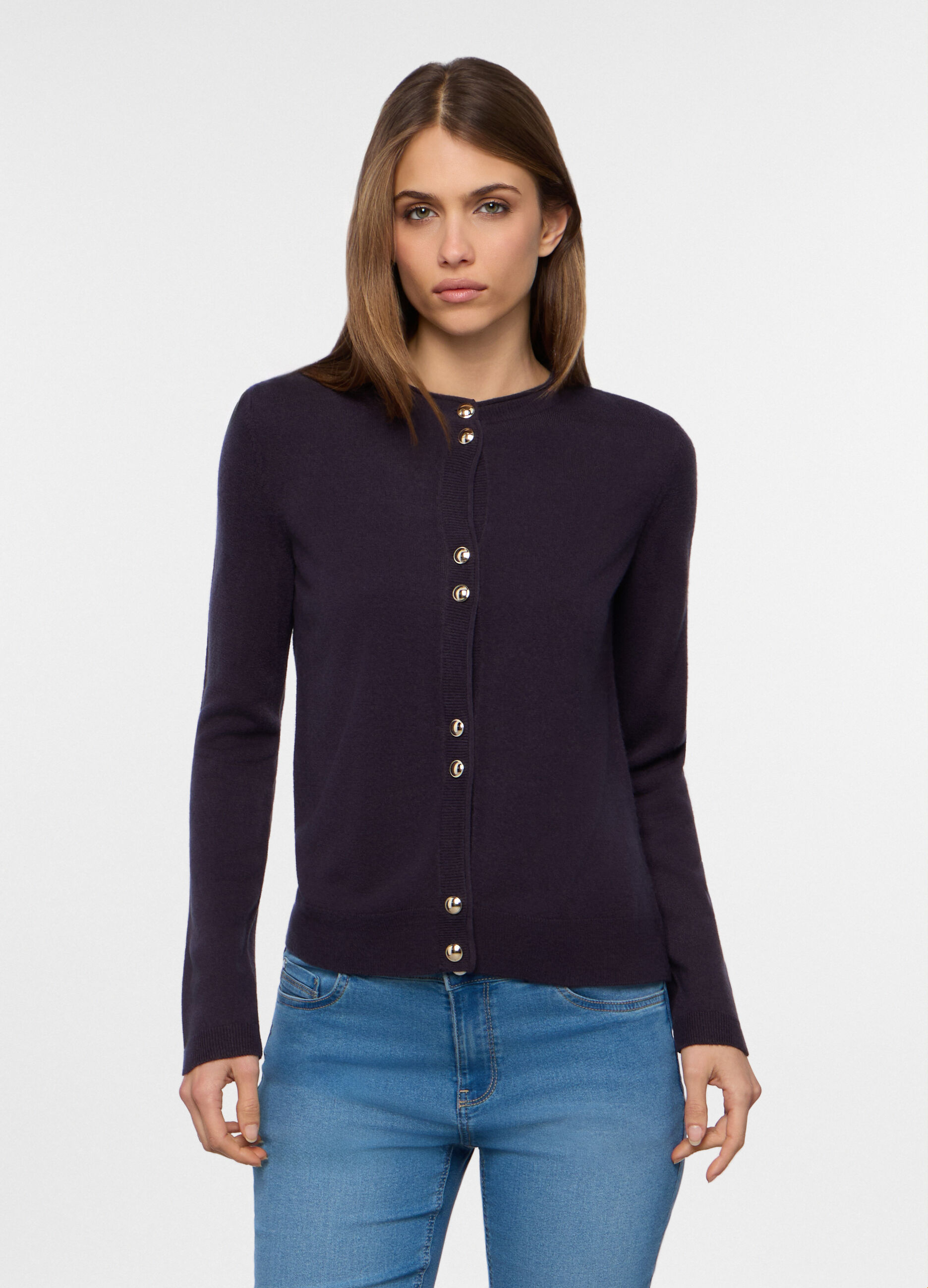 Cardigan girocollo rasato donna_0