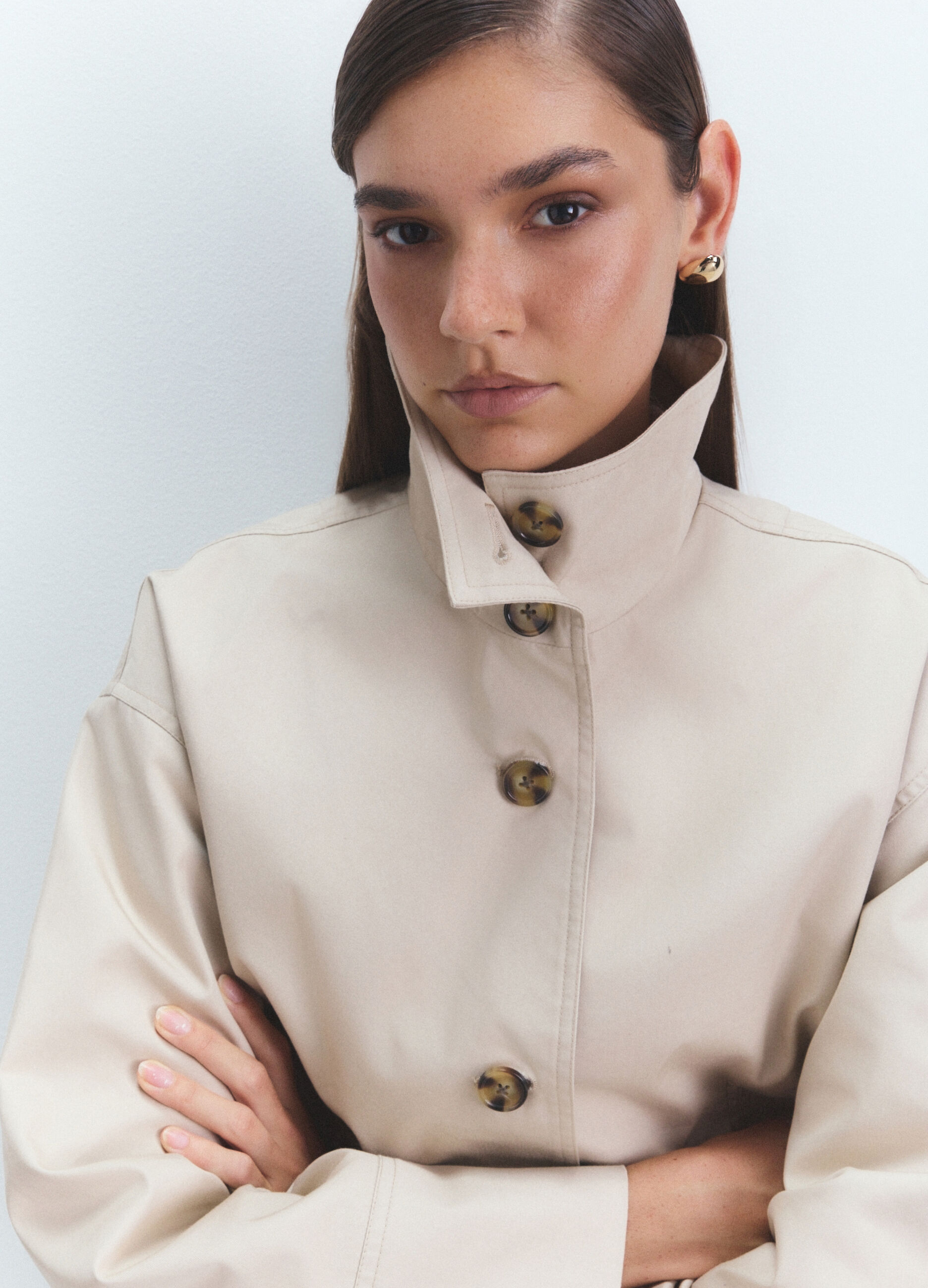 Trench corto misto cotone donna_4