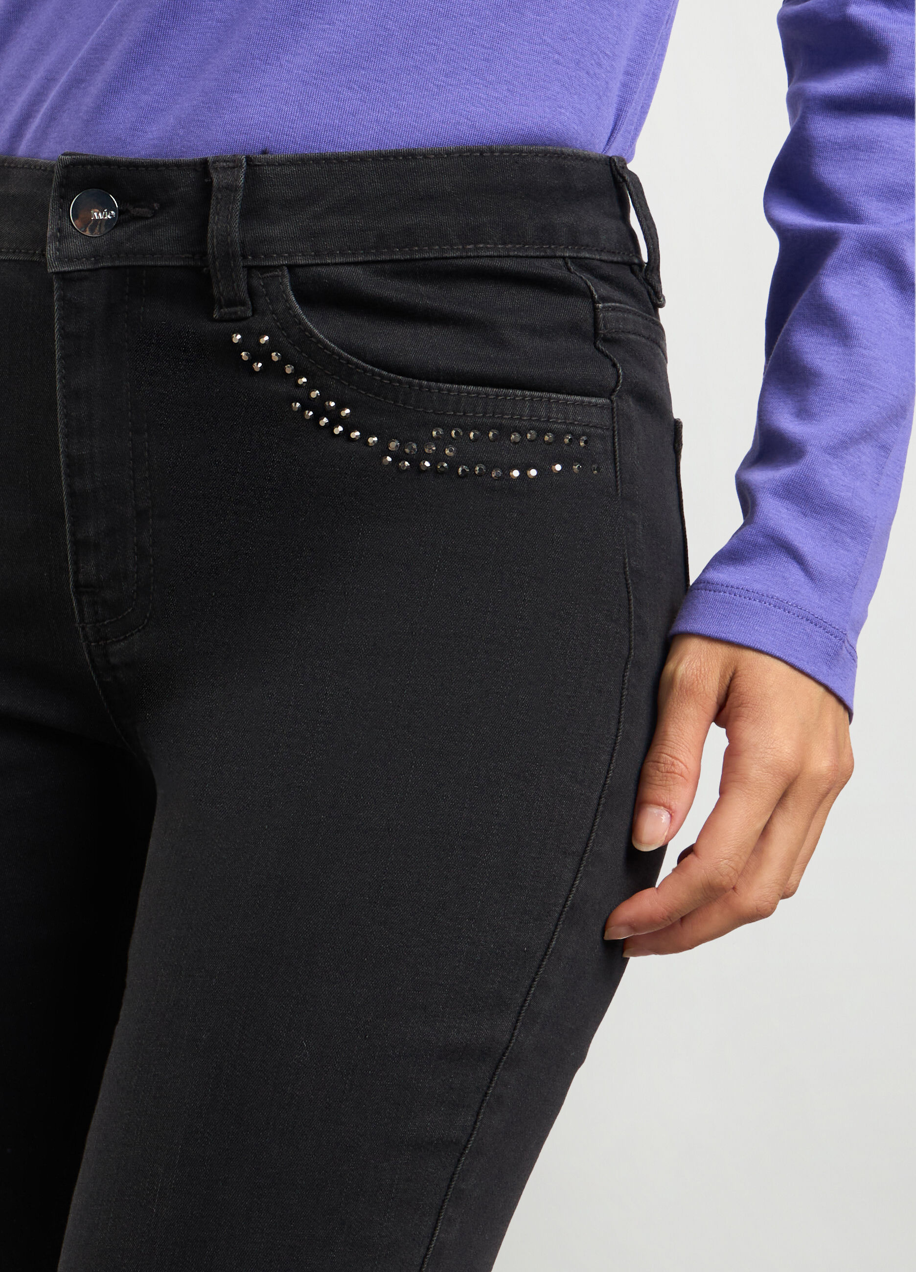 Pantaloni in denim di misto cotone stretch donna_2