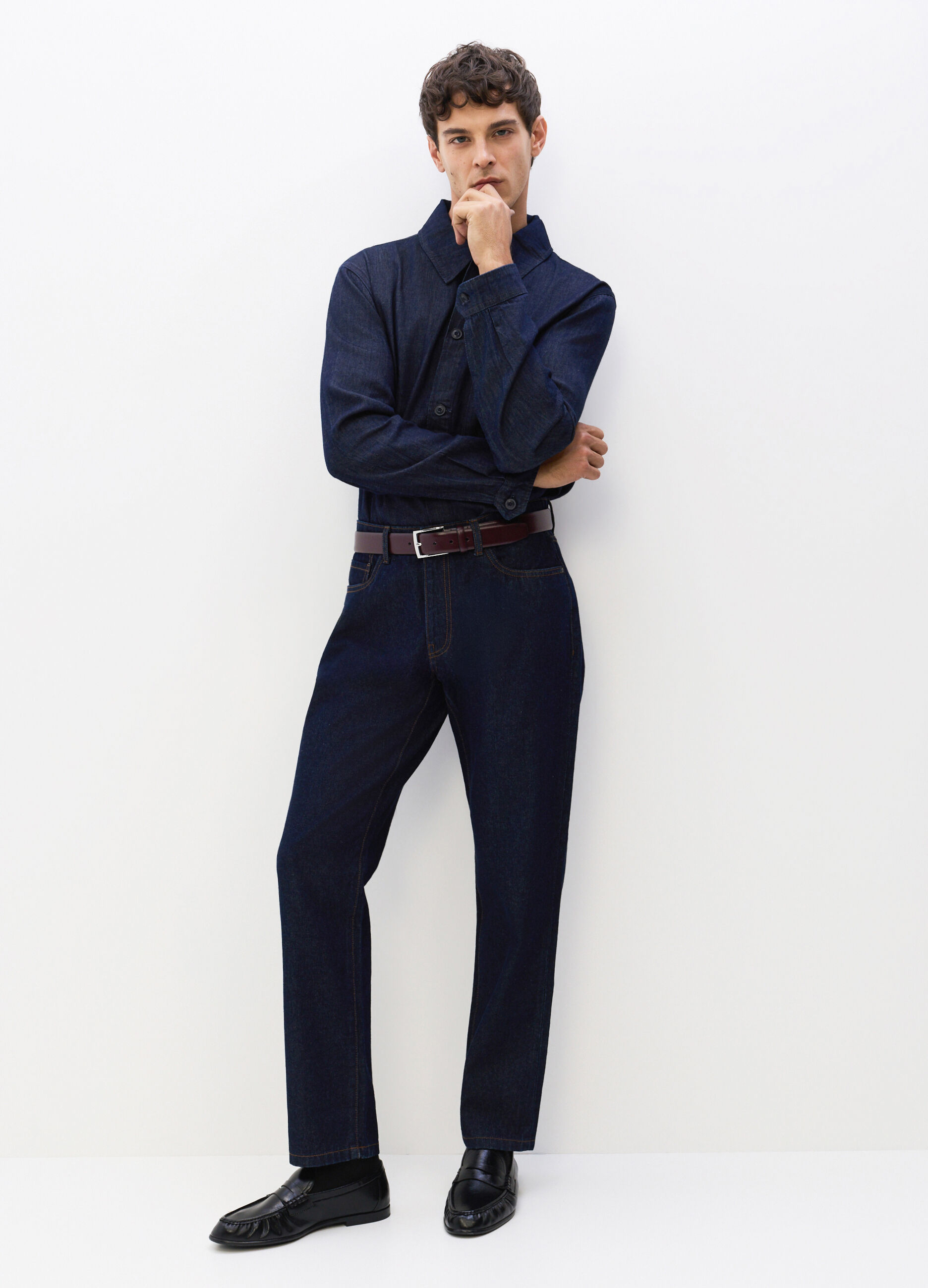 Jeans regular fit in denim cotone uomo_0