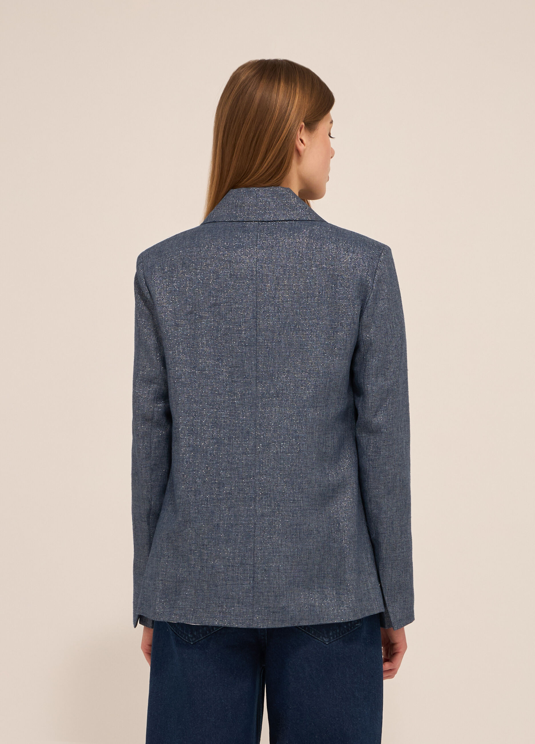 Blazer misto lino con filo lurex donna_1