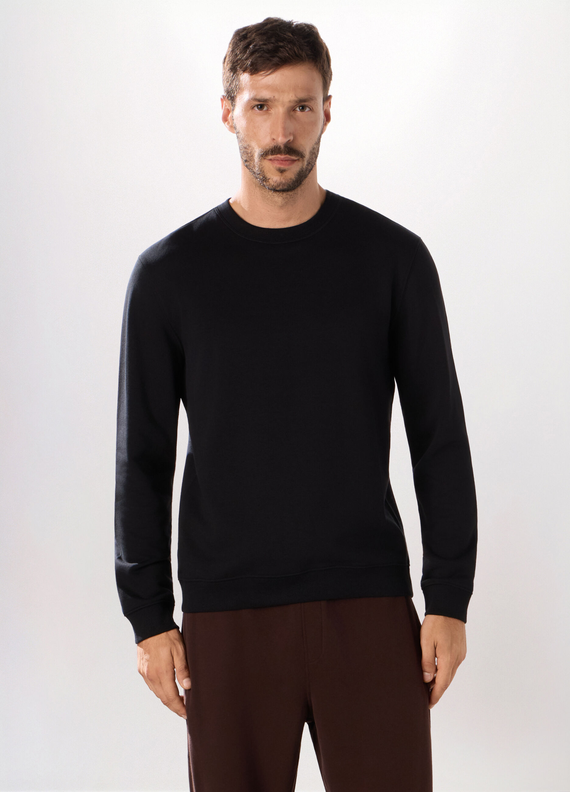 Felpa girocollo in misto cotone uomo_0