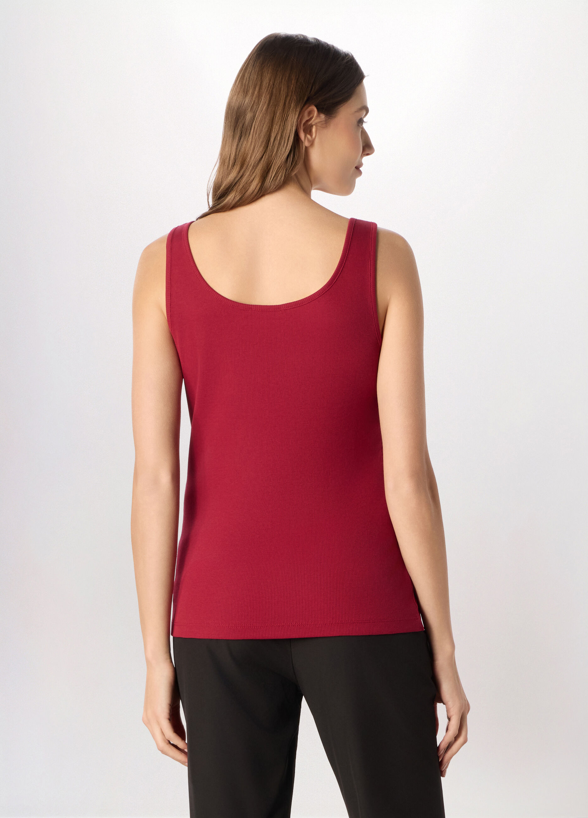 Canotta in costina di puro cotone donna_1