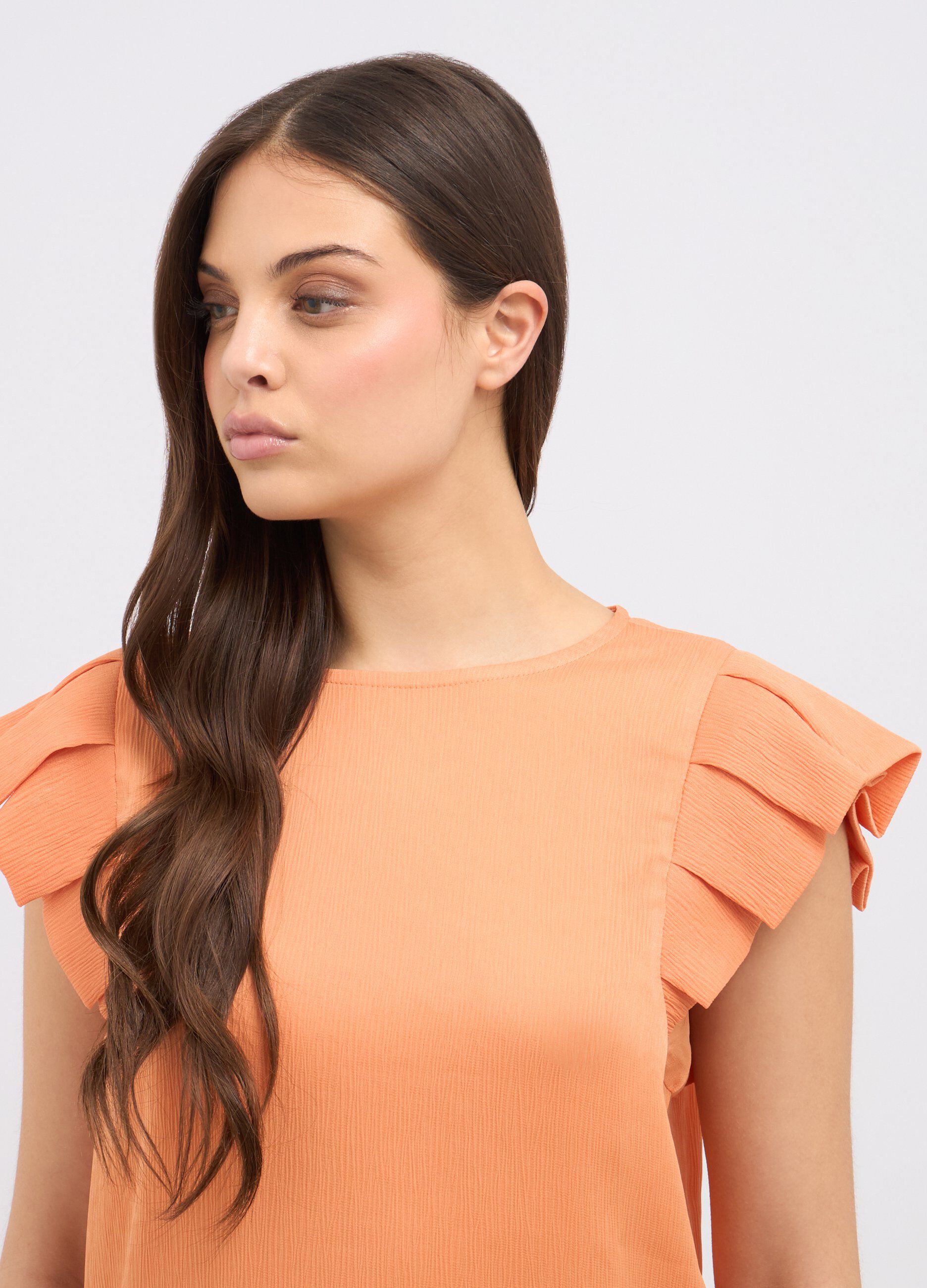 Blusa creponne con rouches donna