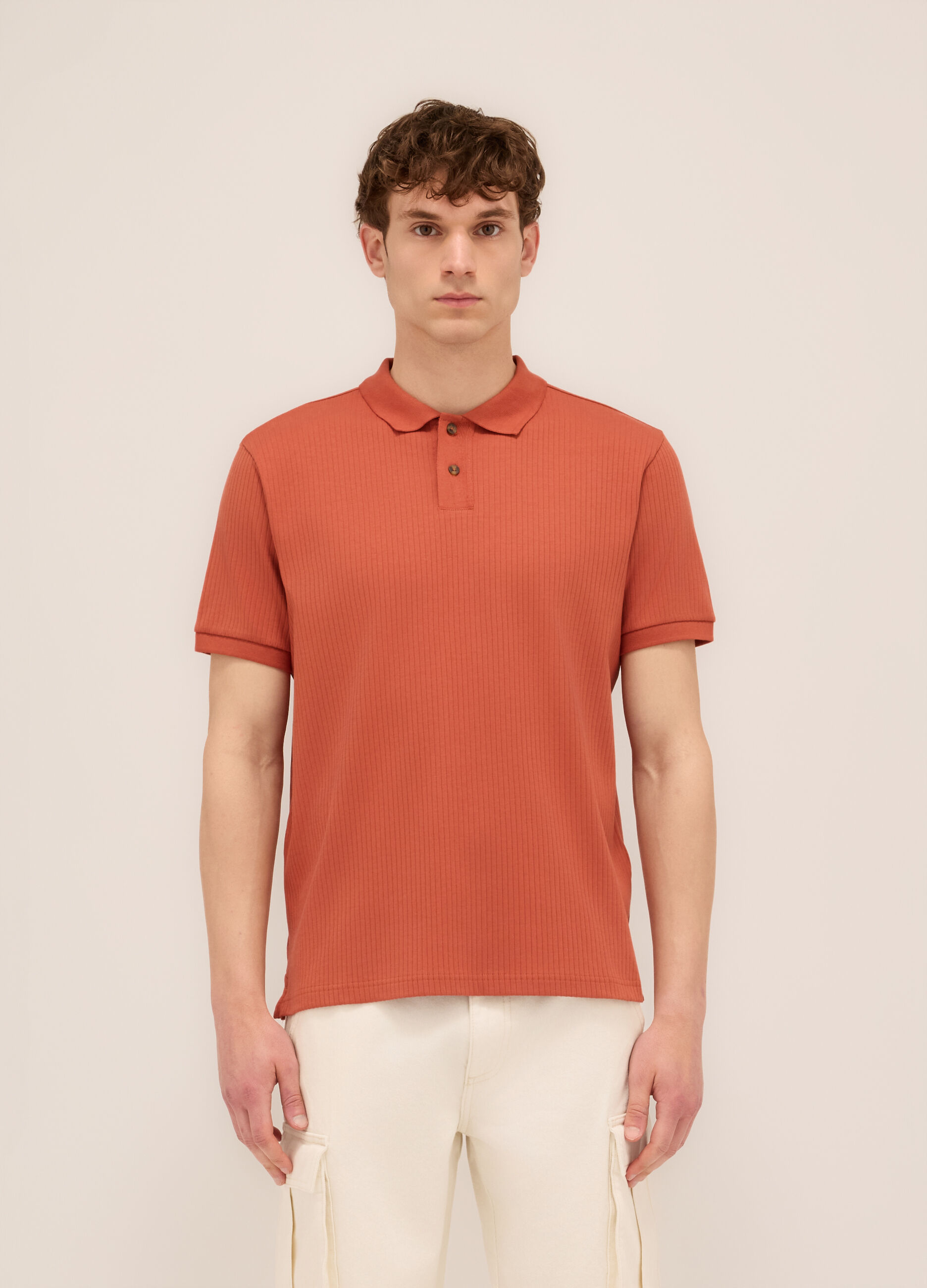 Polo a maniche corte in interlock di cotone stretch uomo_0
