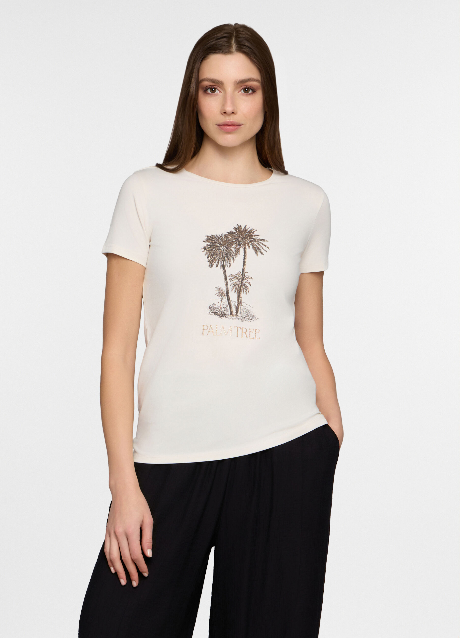 T-shirt girocollo stretch donna_0