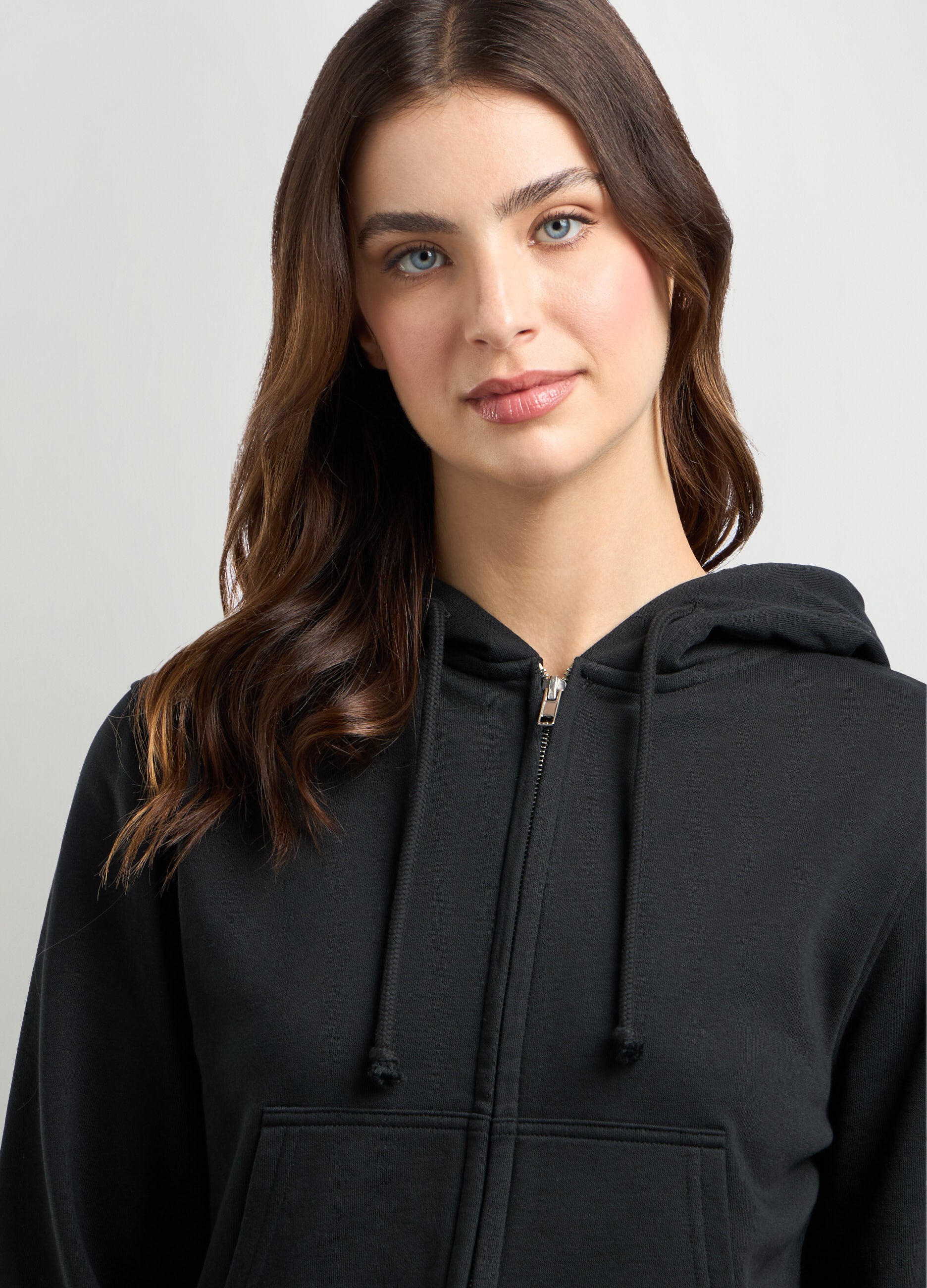 Felpa cropped in fleece di misto cotone donna_2