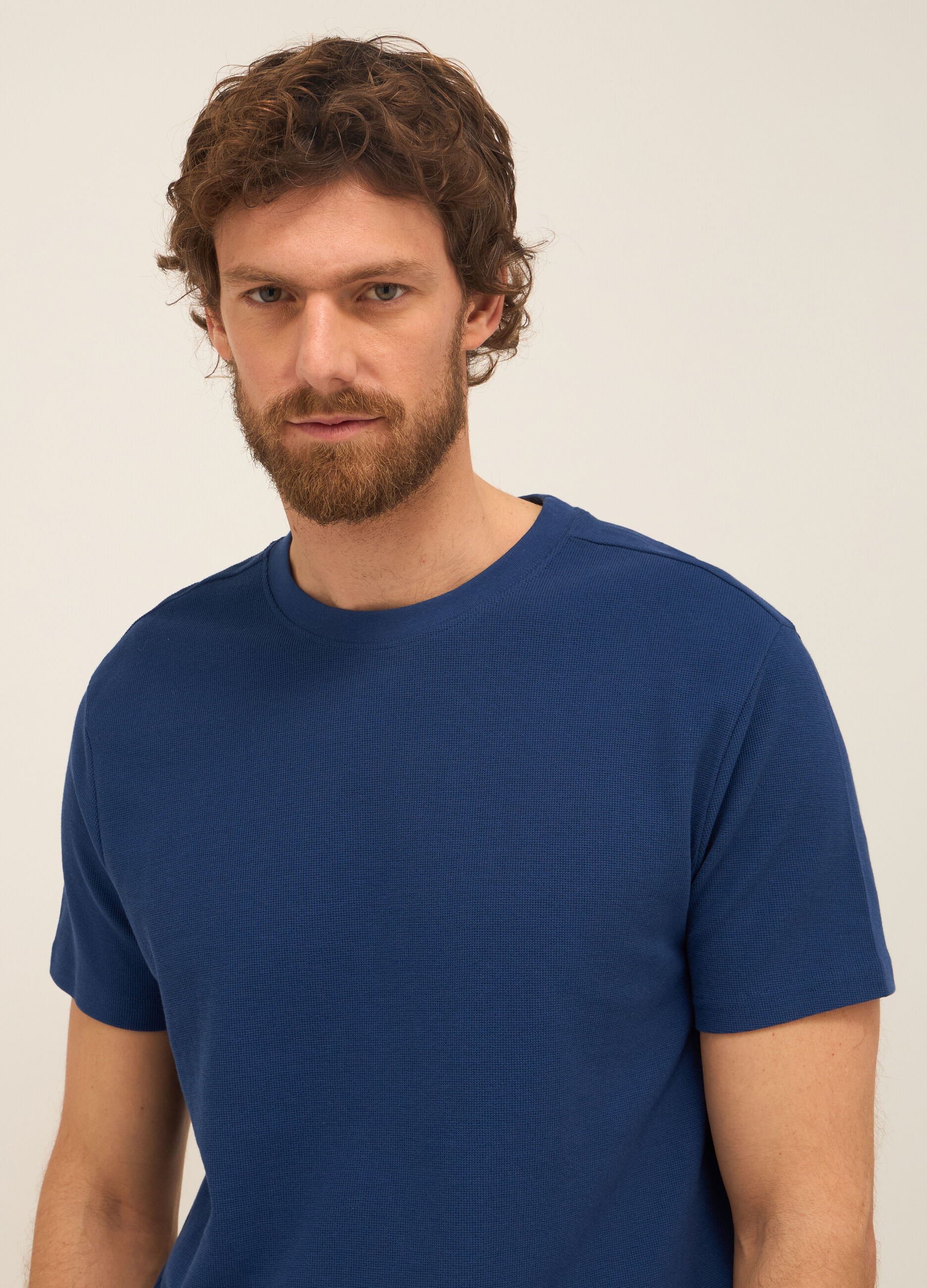 T-shirt girocollo in piquet di cotone uomo_2