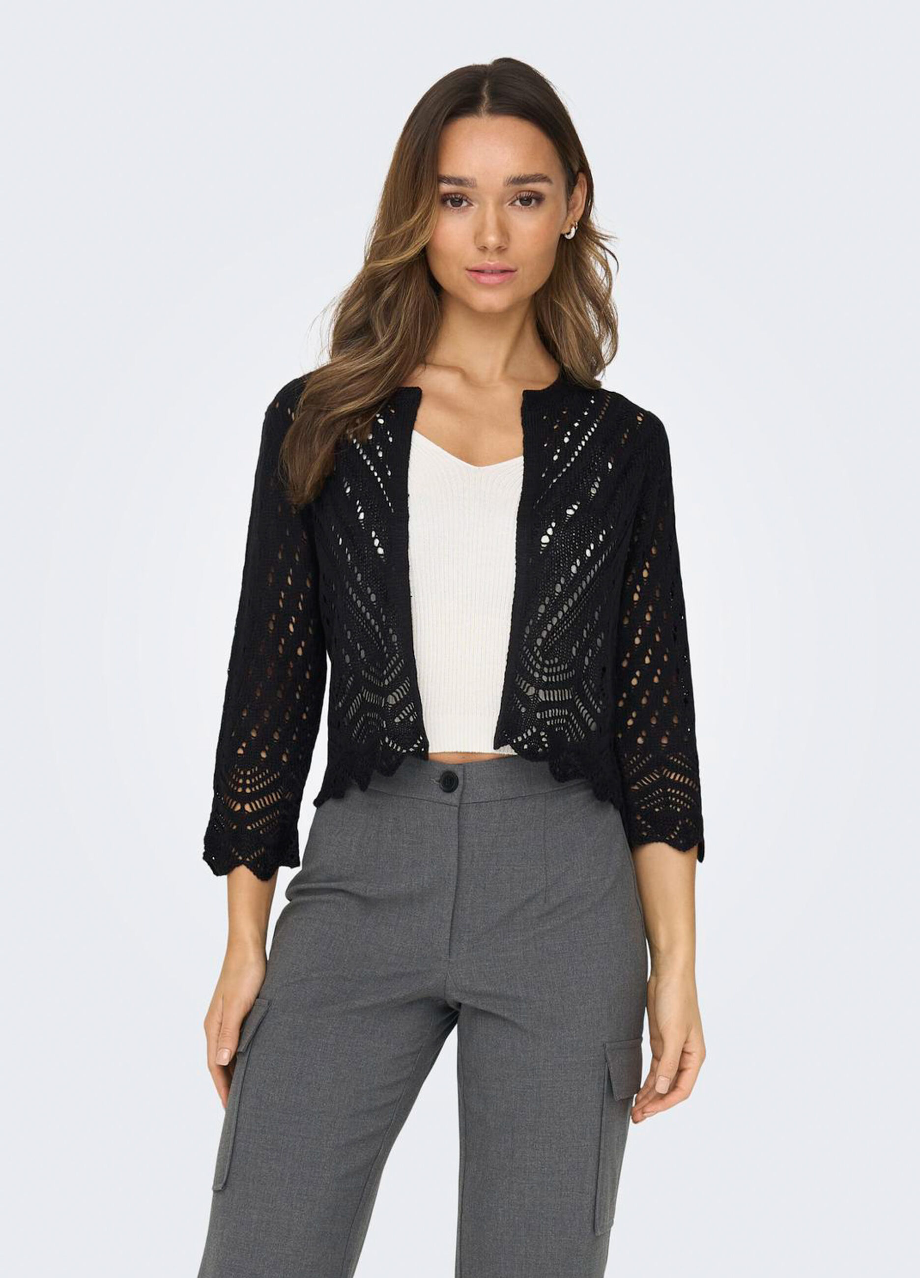 Cardigan in maglia operata donna_3