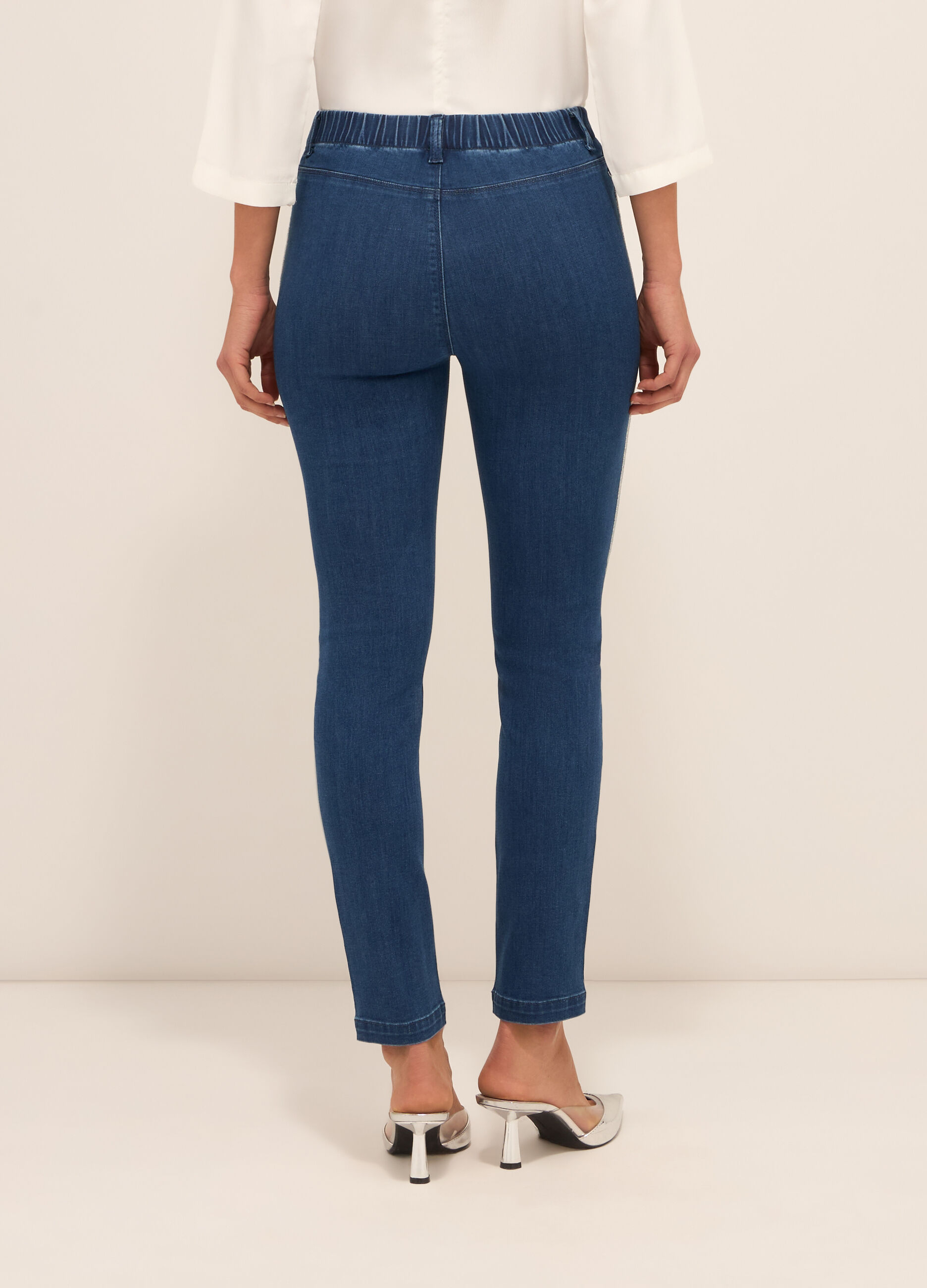 Jeggings in stretch denim di misto cotone donna_1