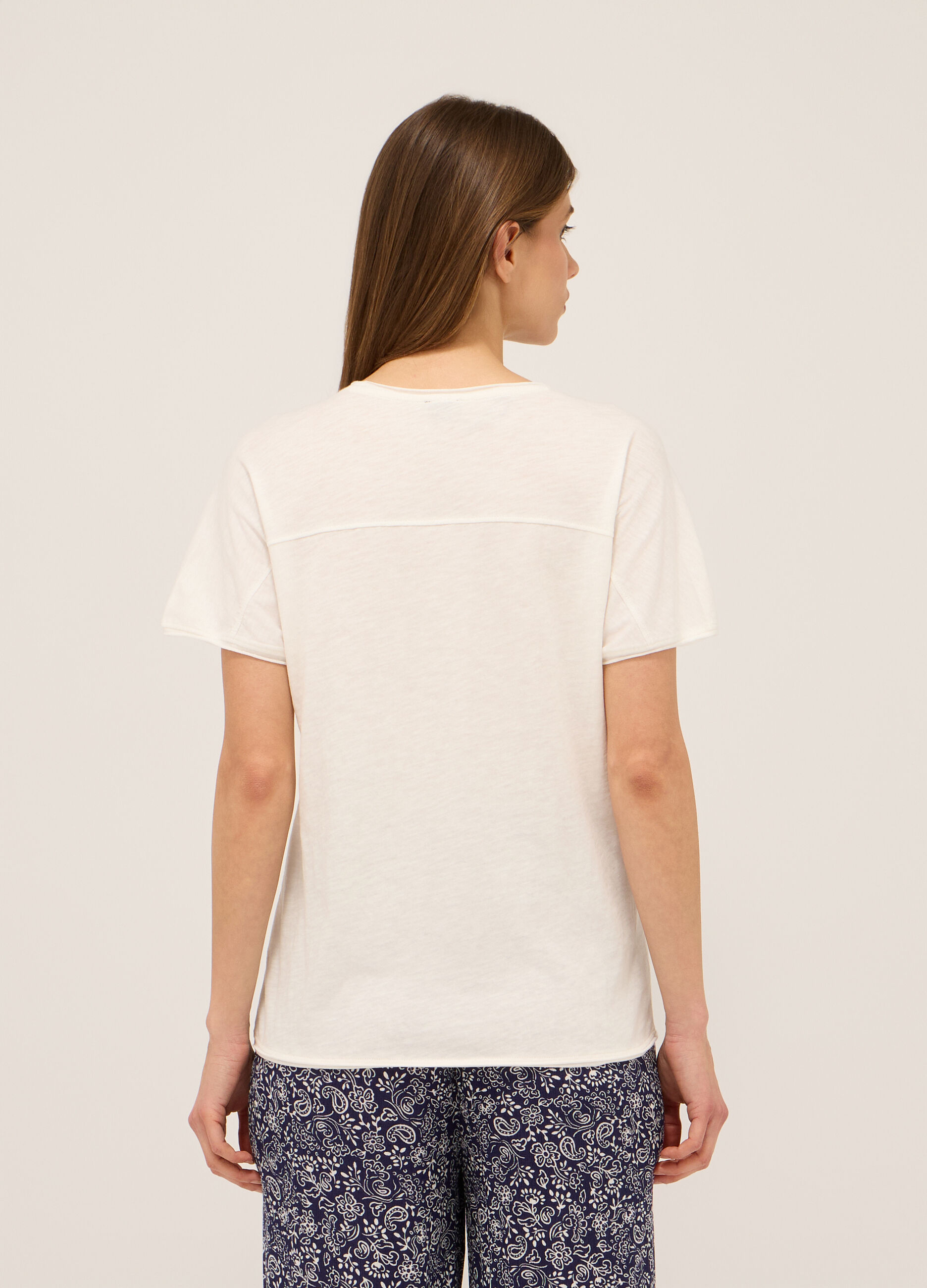 T-shirt in jersey slub di puro cotone donna_1