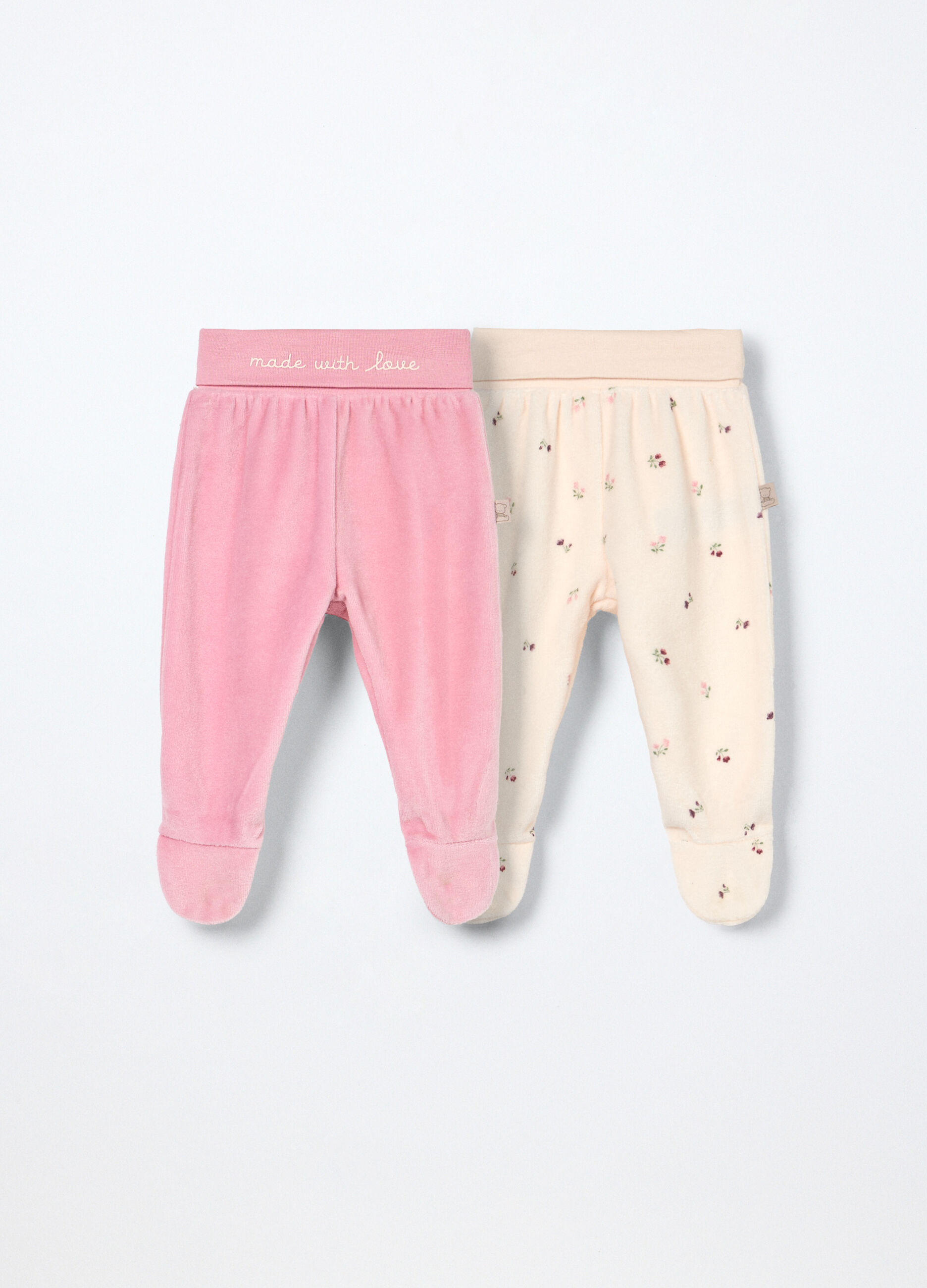 Pack 2 ghettine misto cotone velour neonata_0