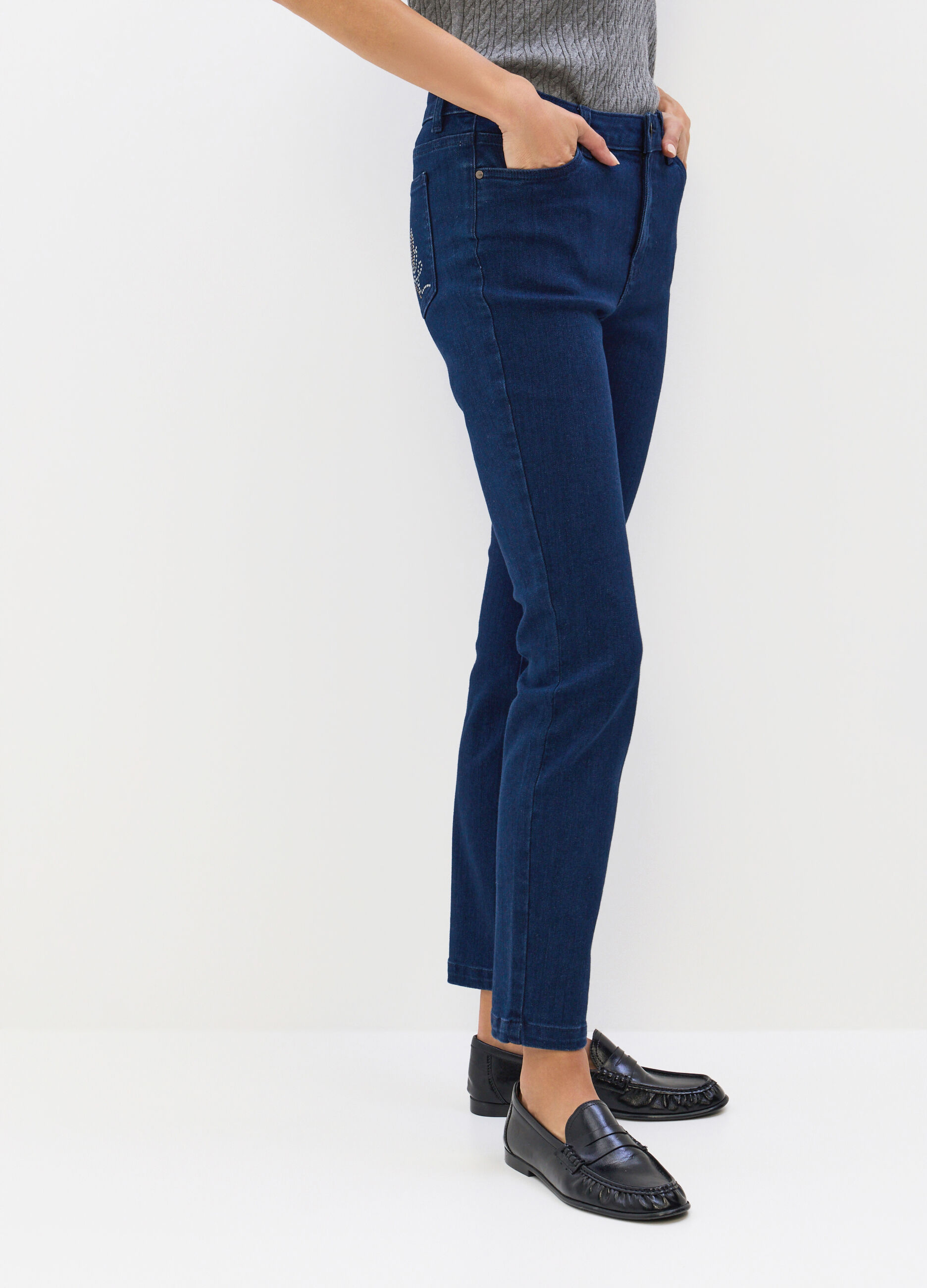 Pantaloni Slim Fit in denim stretch misto cotone donna_2