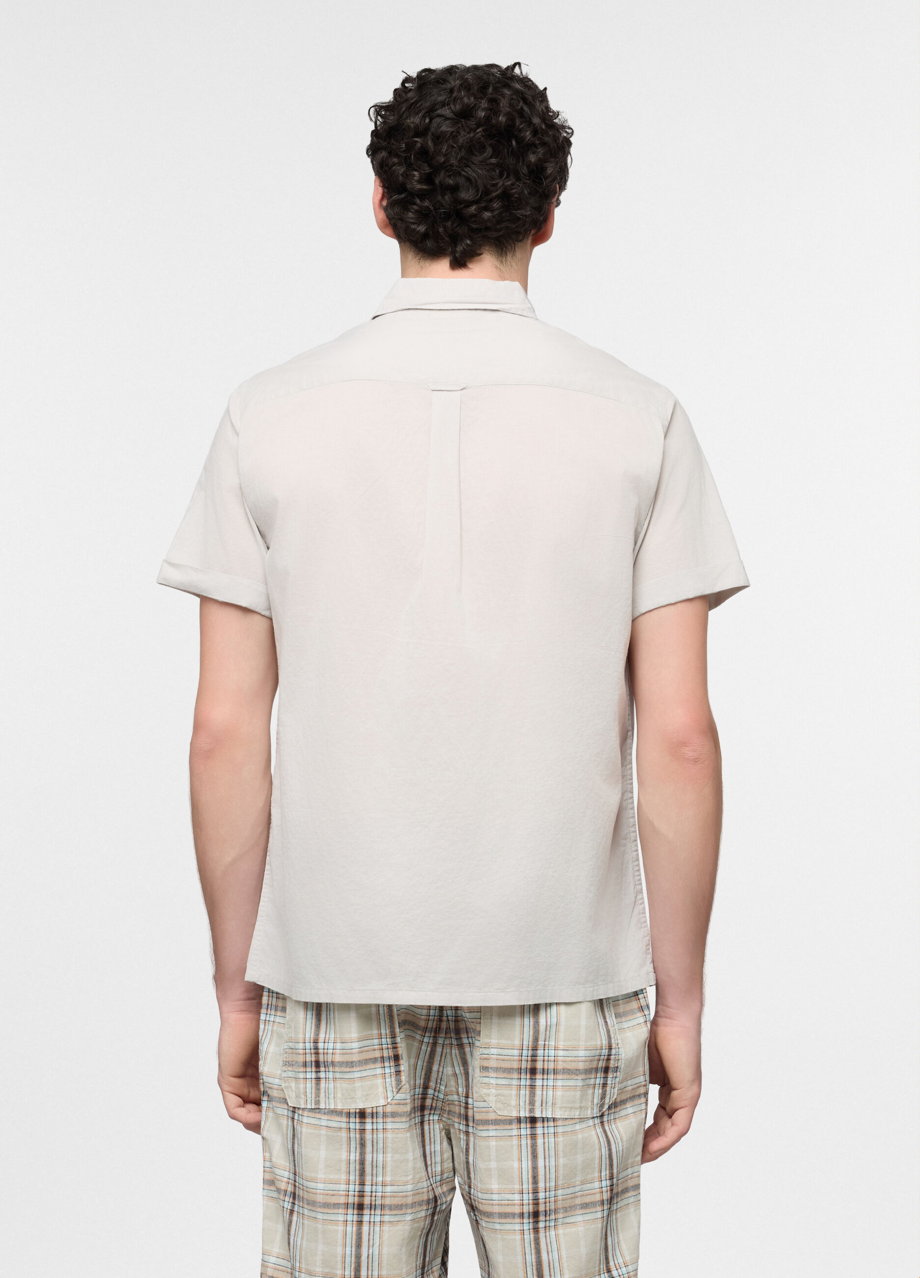 Camicia a maniche corte con collo classico in cotone uomo_1