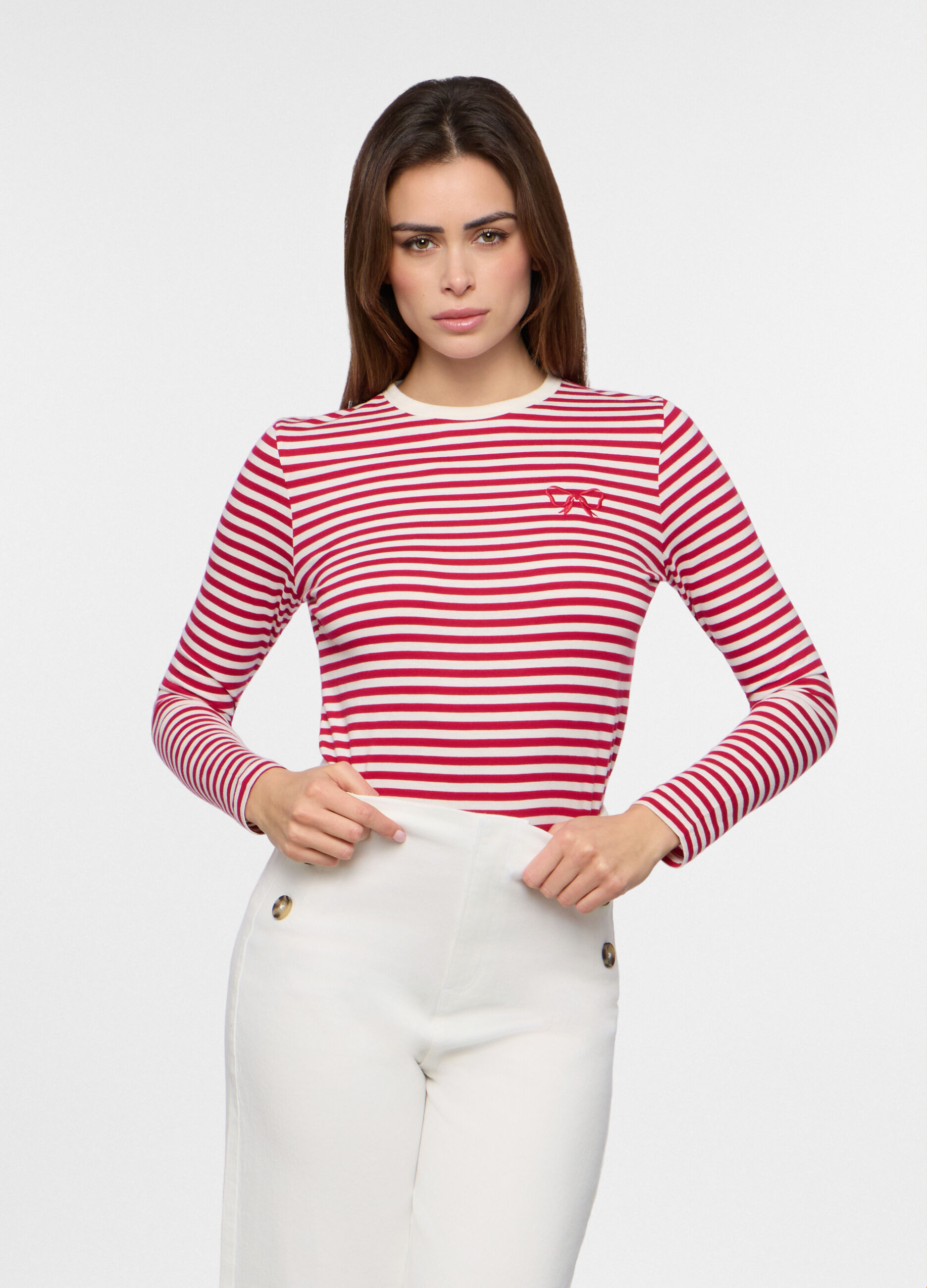 T-shirt in jersey di puro cotone donna_0