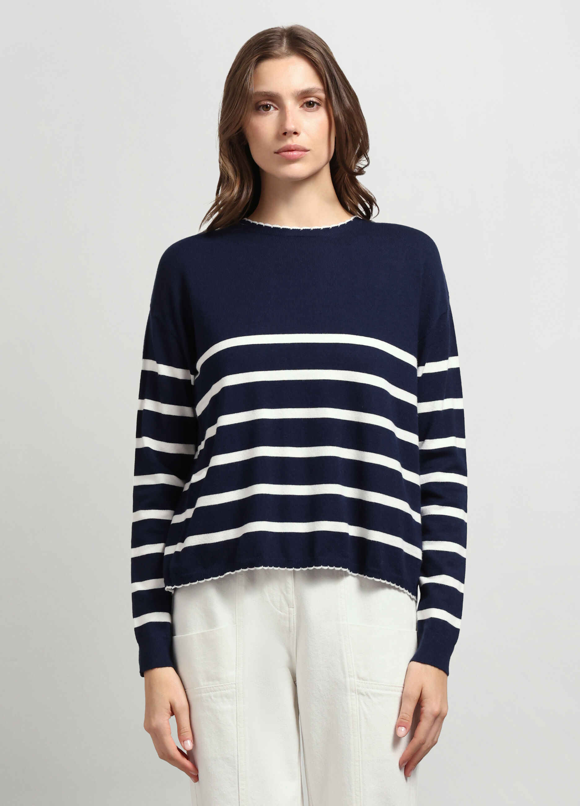 Tricot misto viscosa con motivo a righe donna_0