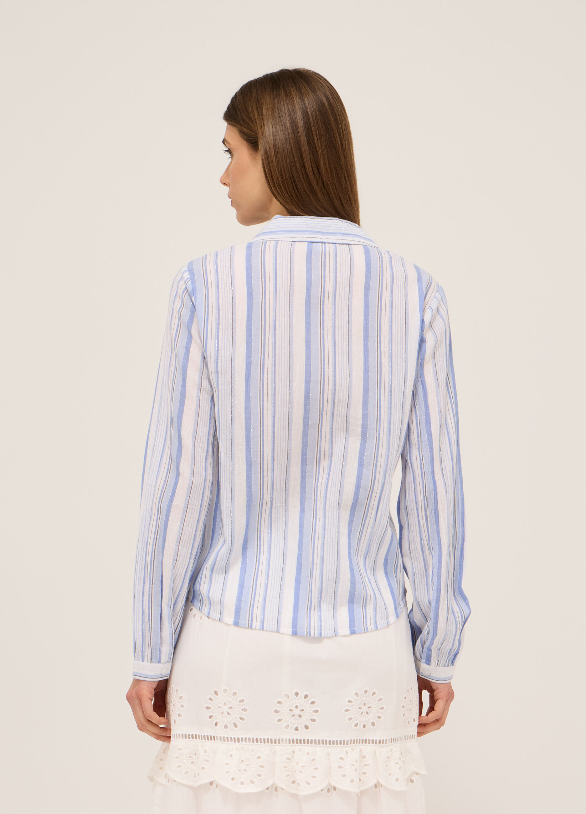 Blusa in cotone a righe donna _1