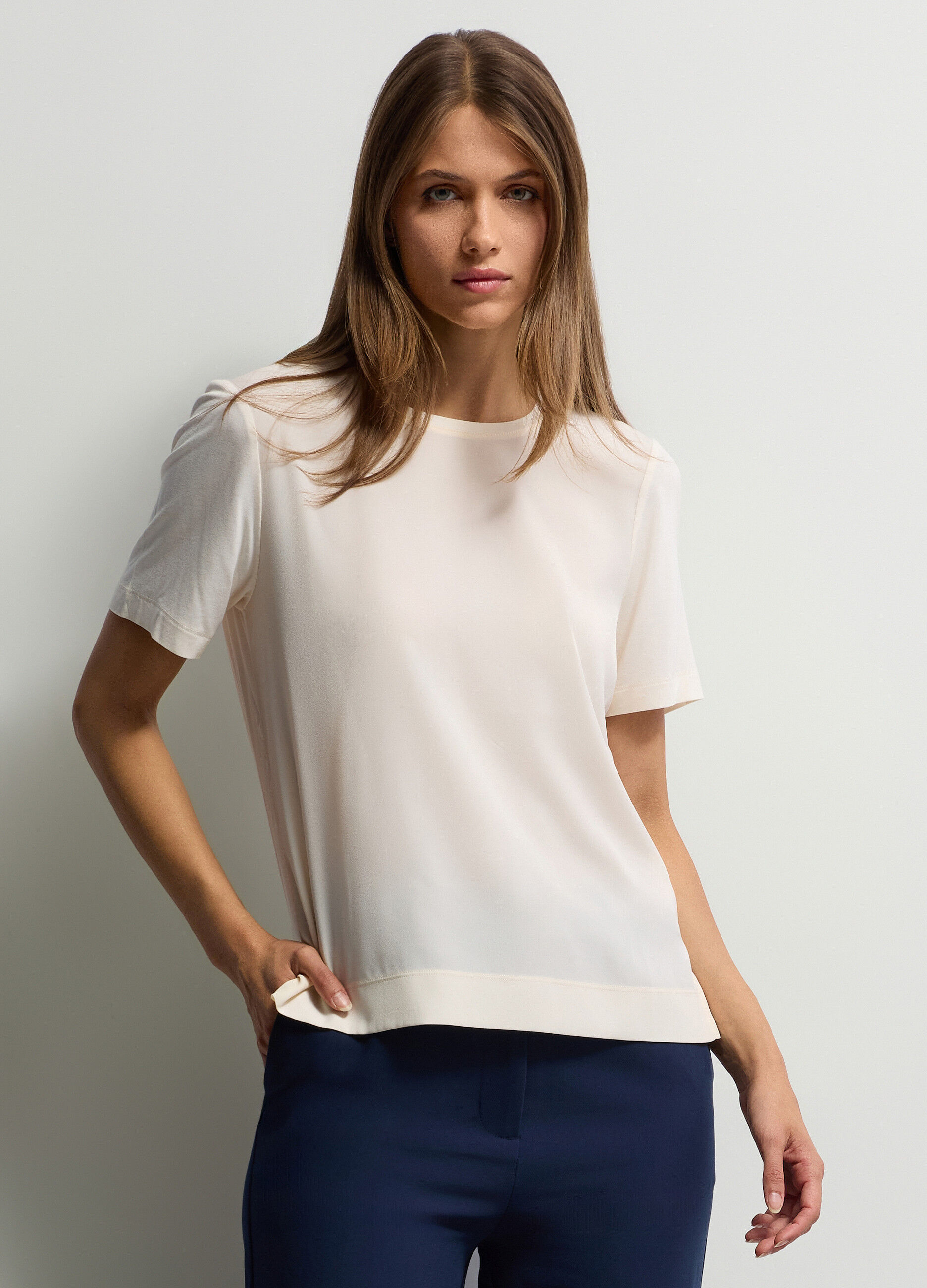 T-shirt girocollo stretch donna_0