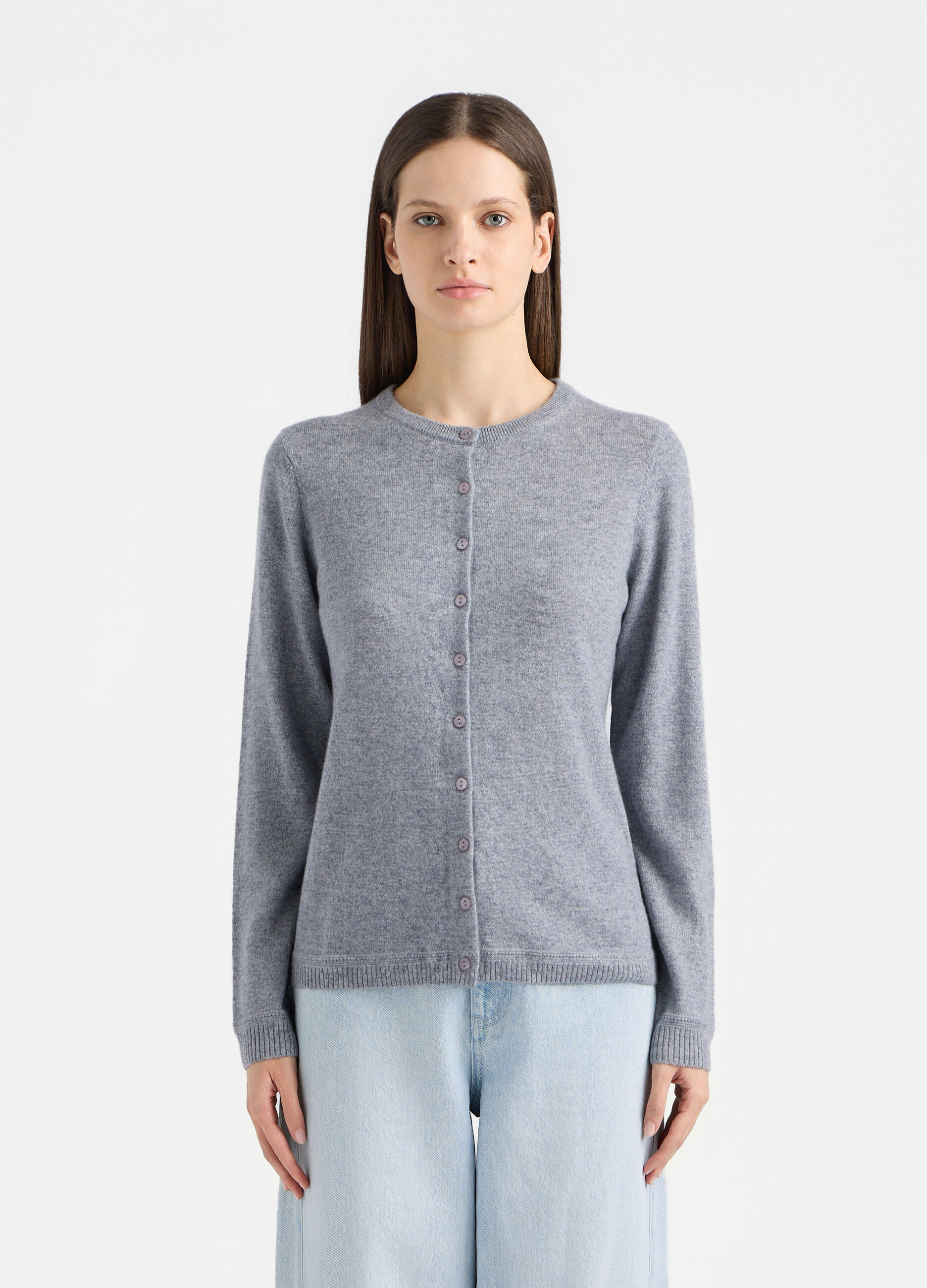 Cardigan girocollo in puro cashmere donna_1