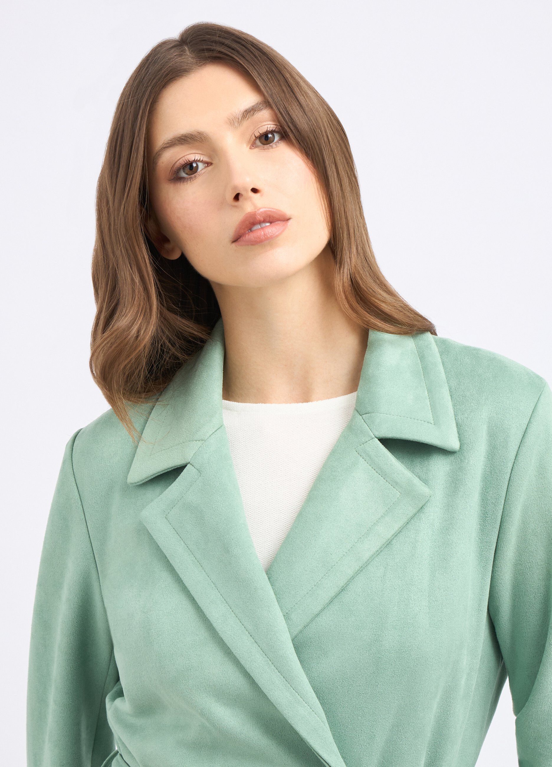 Trench doppiopetto con collo revers donna_2