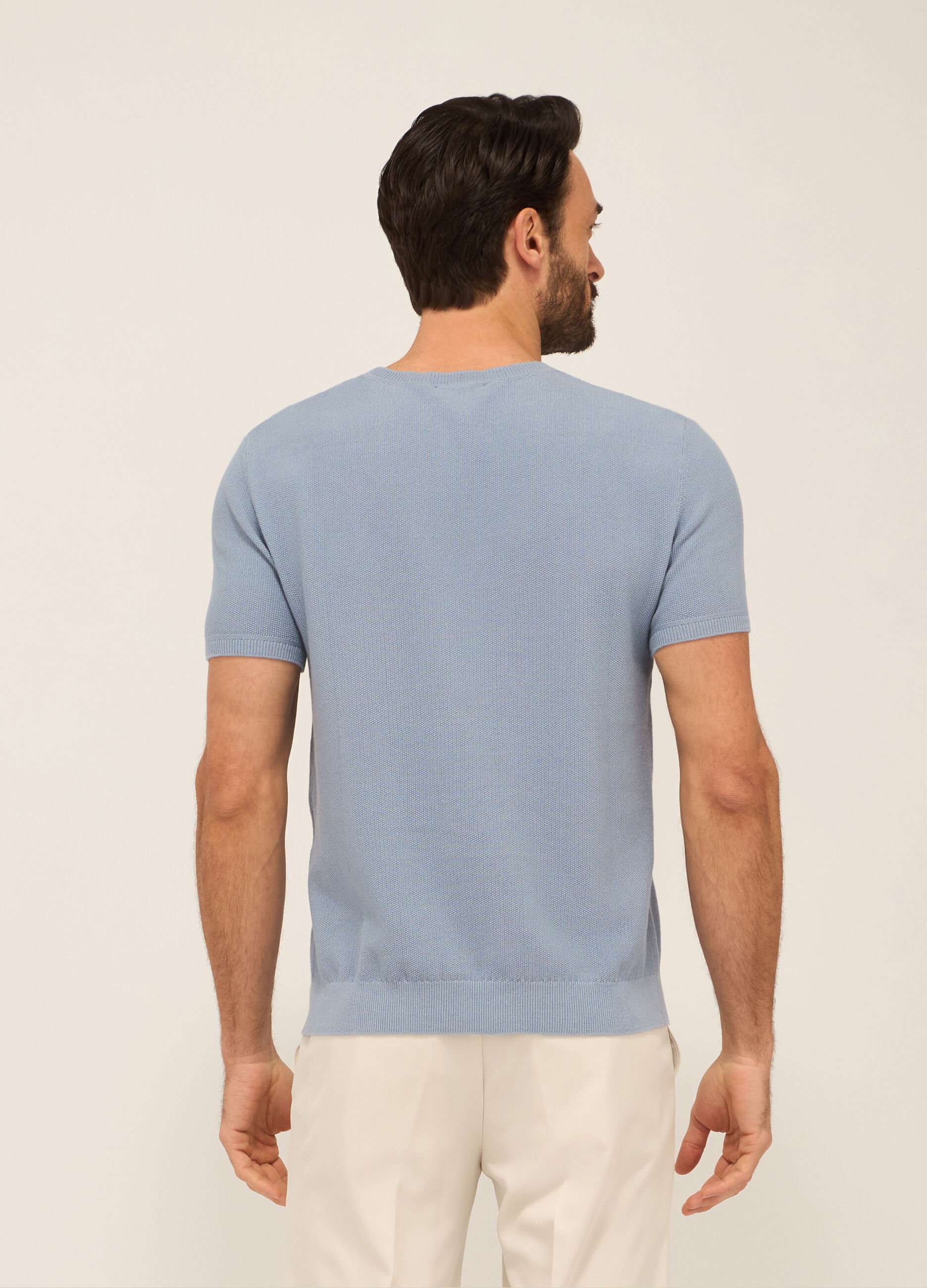 T-shirt a maglia piquet in puro cotone uomo_1