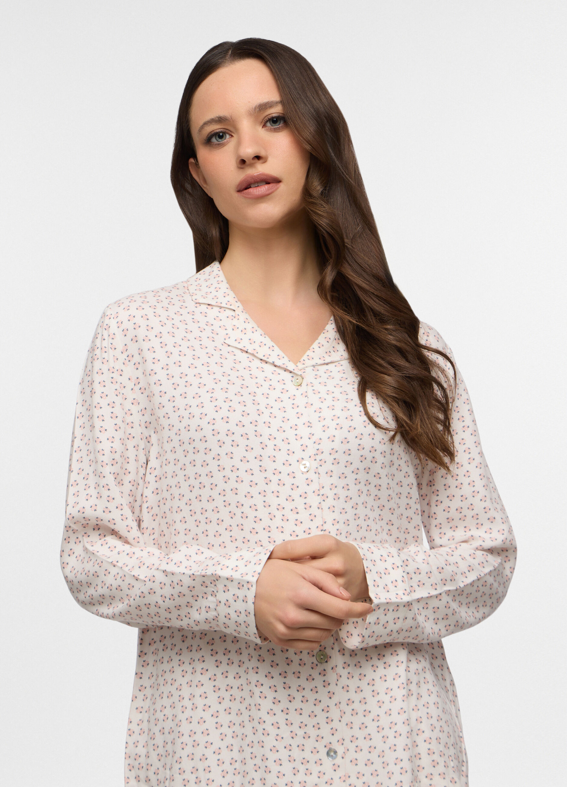 Set pigiama lungo in twill di pura viscosa donna_2