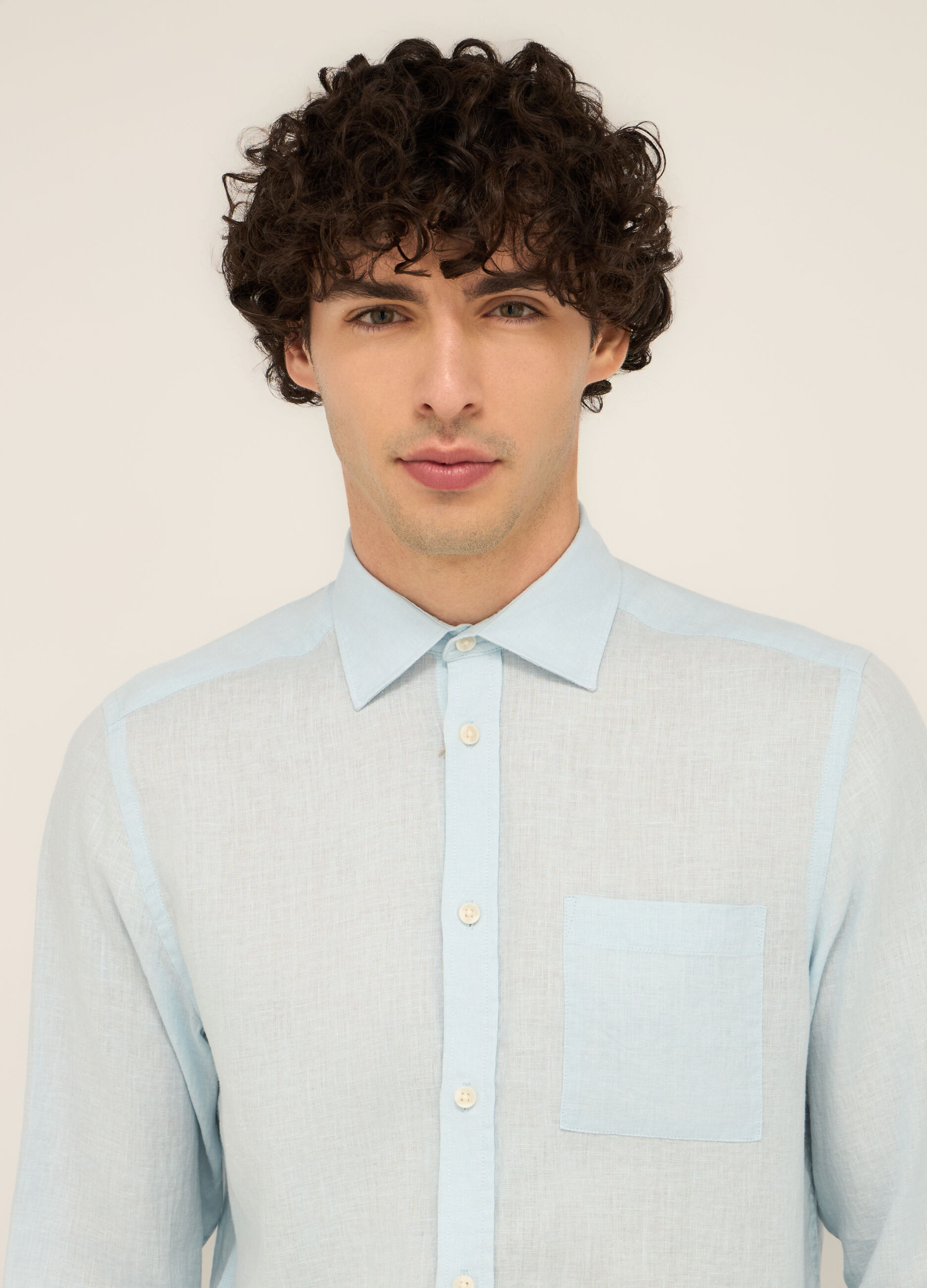 Camicia regular fit in puro lino uomo