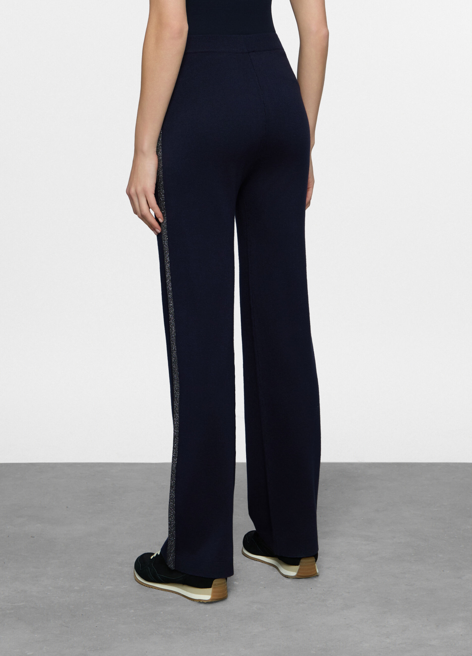 Pantaloni wide leg in maglia donna_1