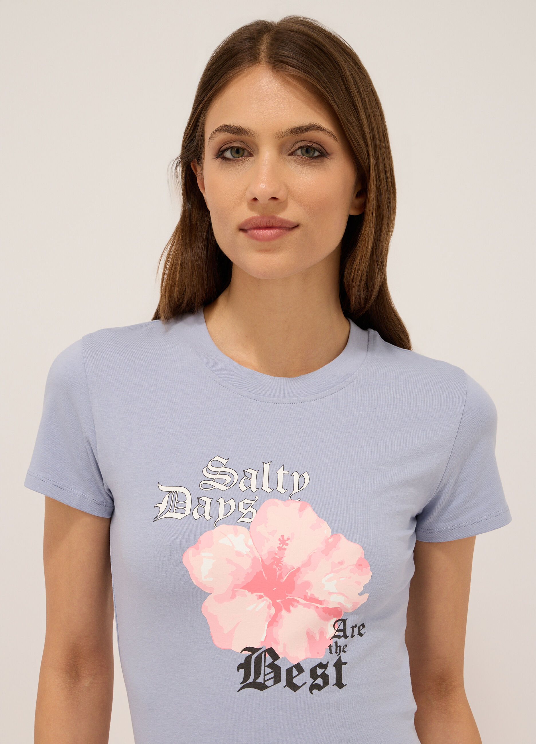 T-shirt in jersey di cotone stretch donna_2