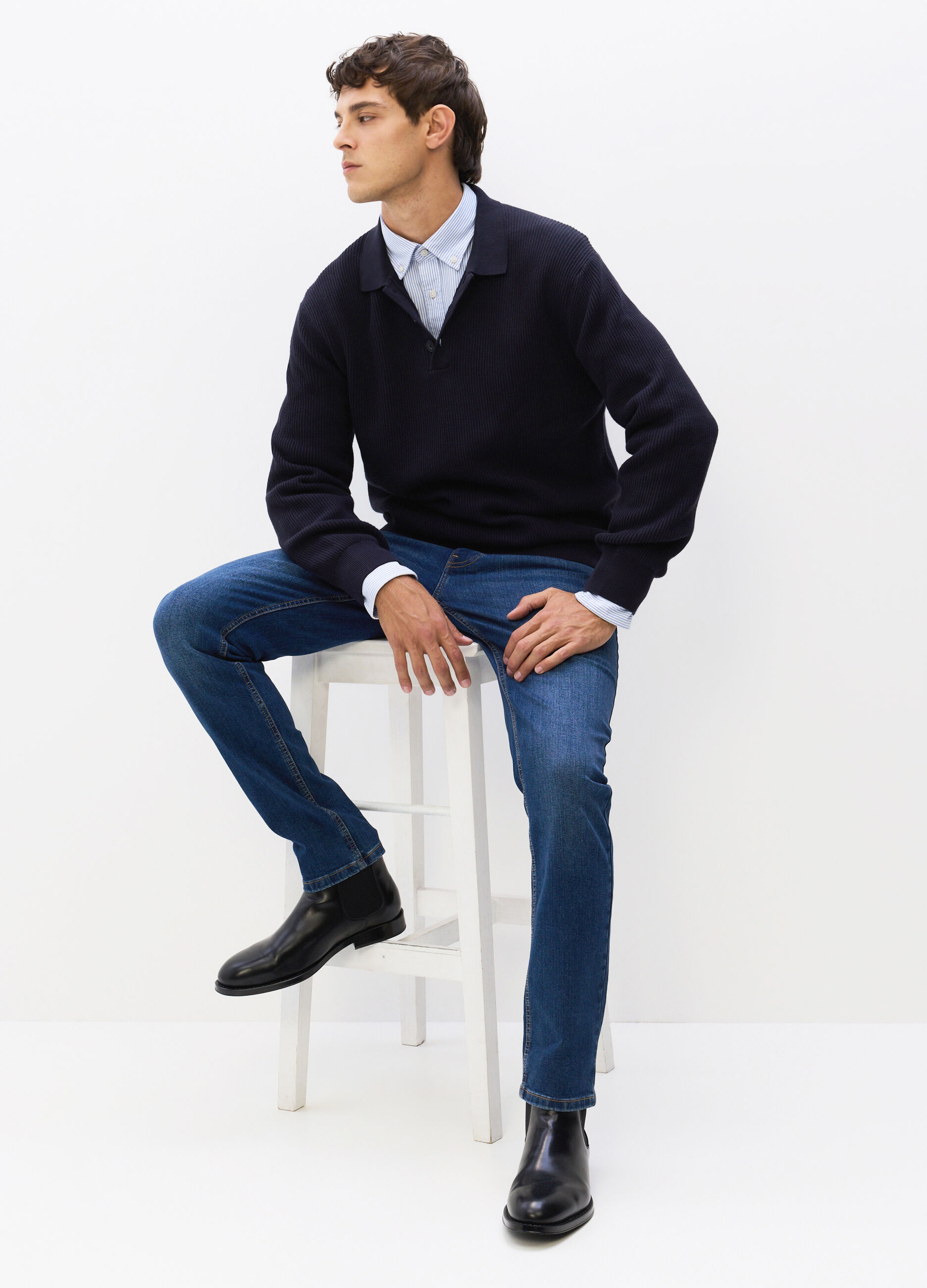 Jeans 5 tasche regular fit in denim stretch uomo_0