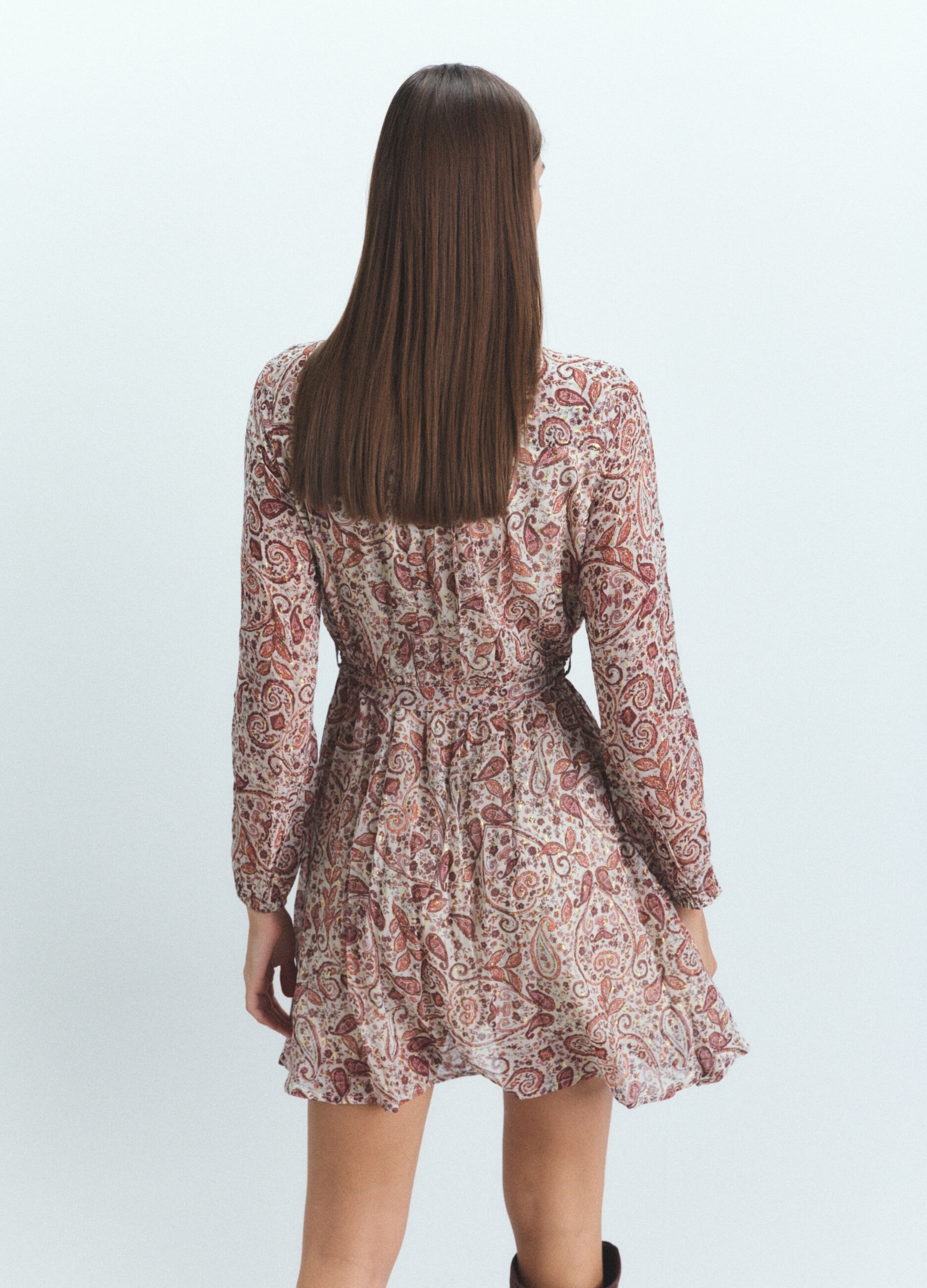 Abito corto in georgette con stampa donna_2