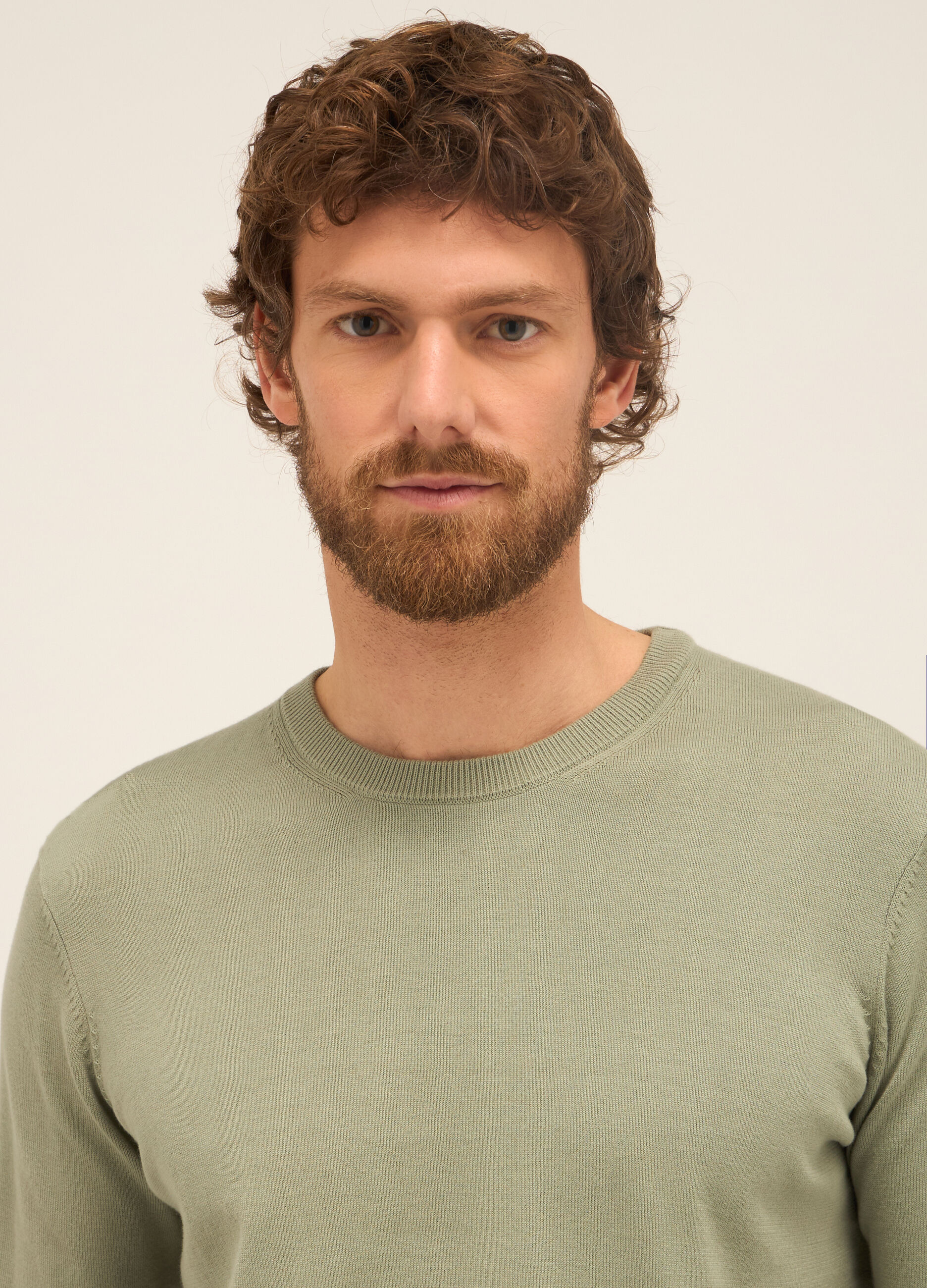 Maglione girocollo in puro cotone maglia rasata uomo