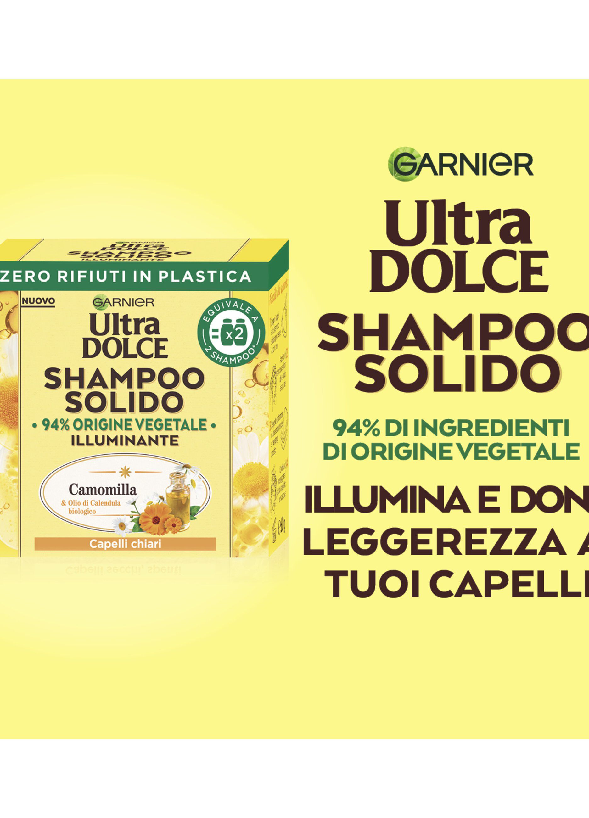 Garnier Ultra Dolce Shampoo Solido Camomilla, Per Capelli Chiari, Con packaging 100% ecologico plastic-free, 60 gr._4