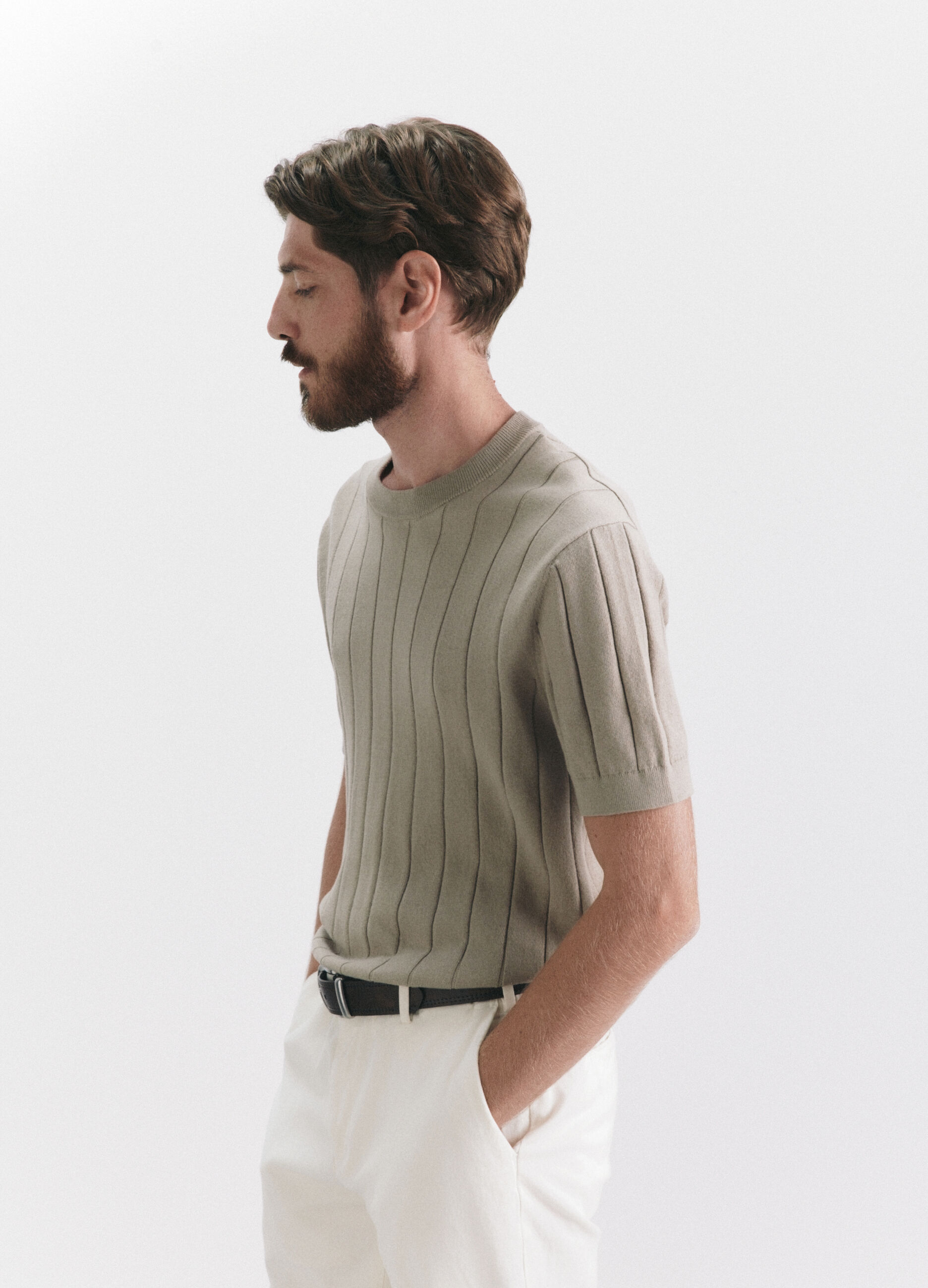 T-shirt in maglia a costa piatta uomo_2