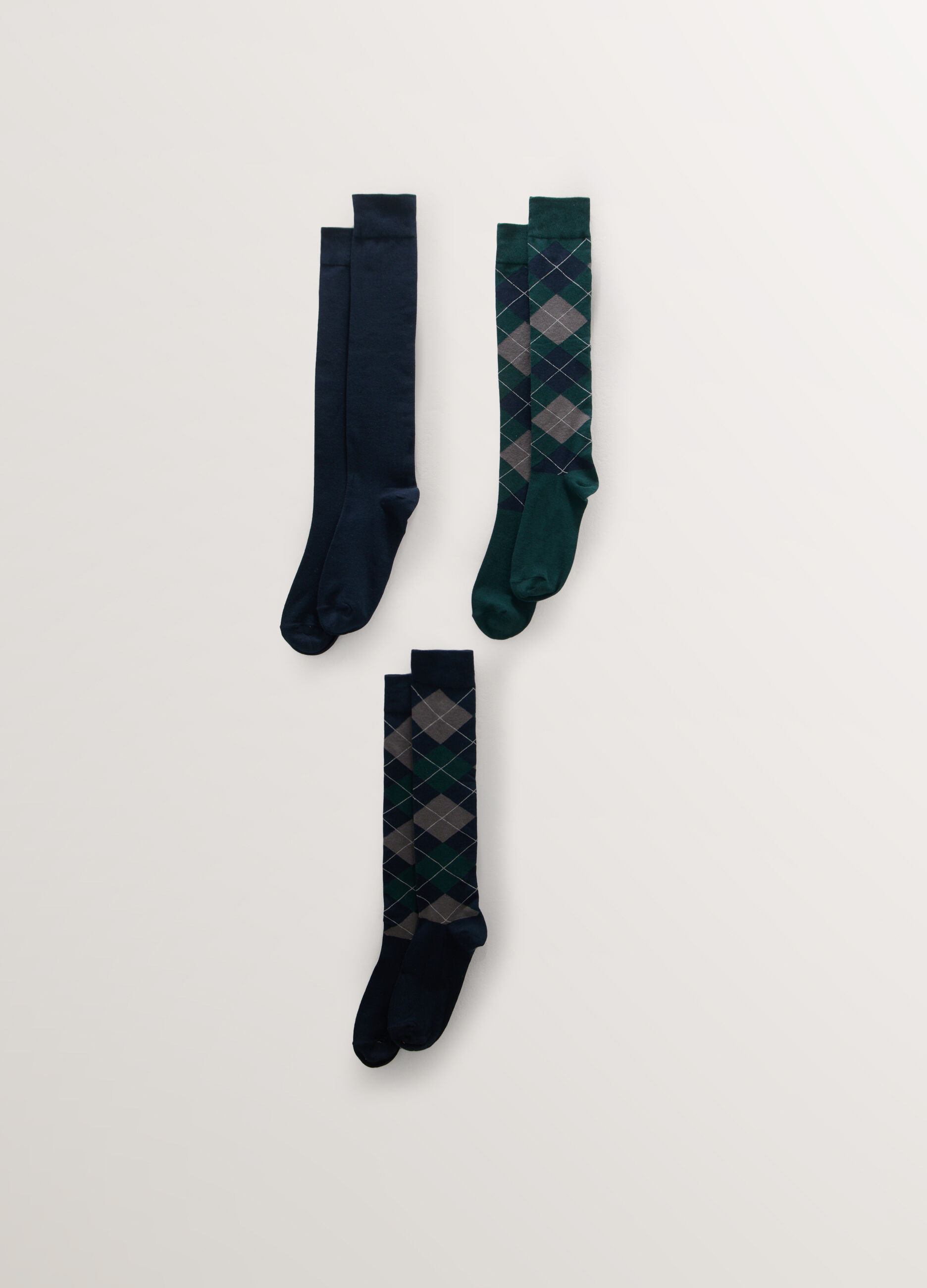 3 pack calze lunghe con motivo Argyle uomo_0