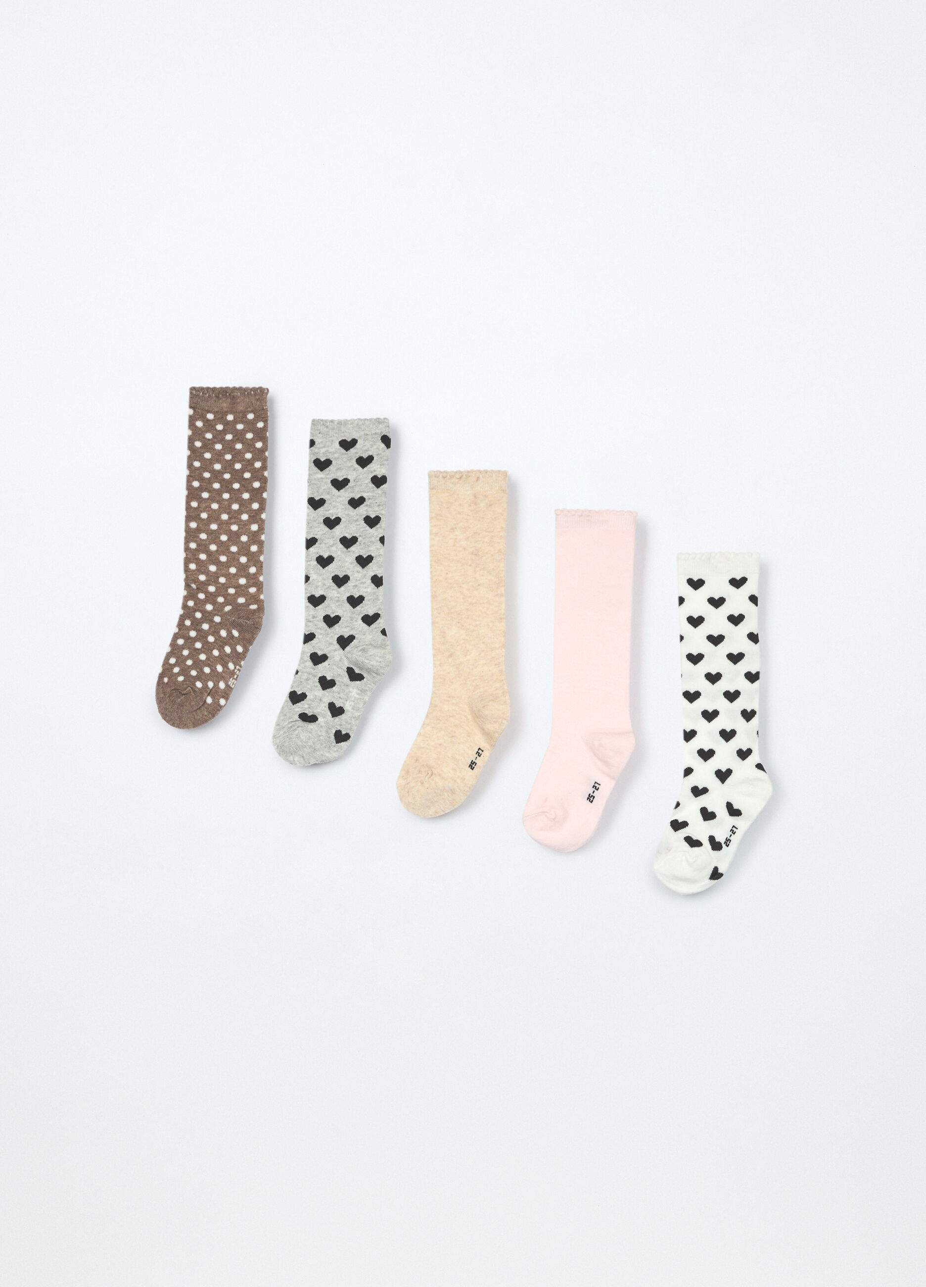 Pack 5 calze lunghe in cotone stretch bambina_1