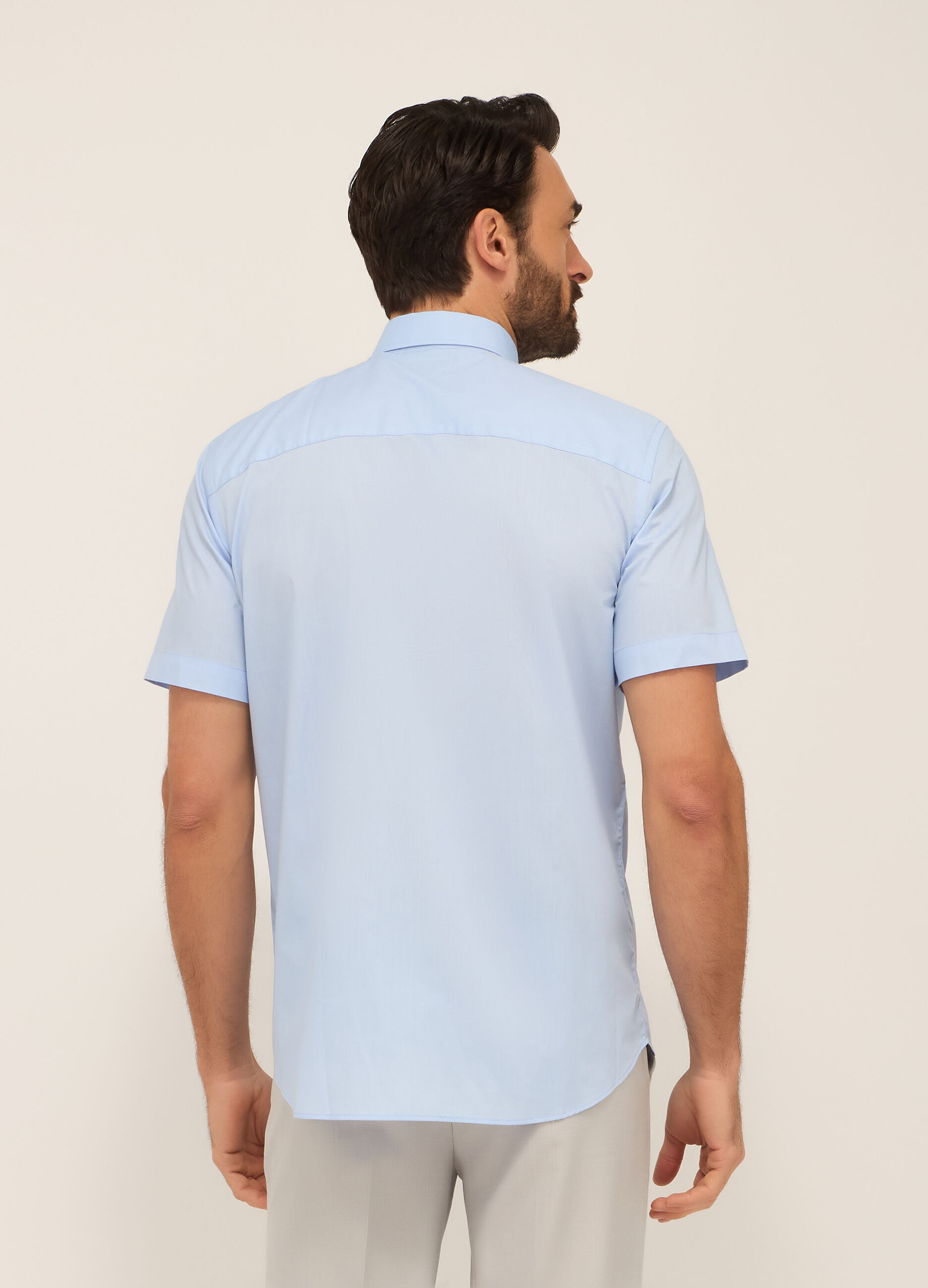 Camicia a maniche corte in misto cotone uomo_1