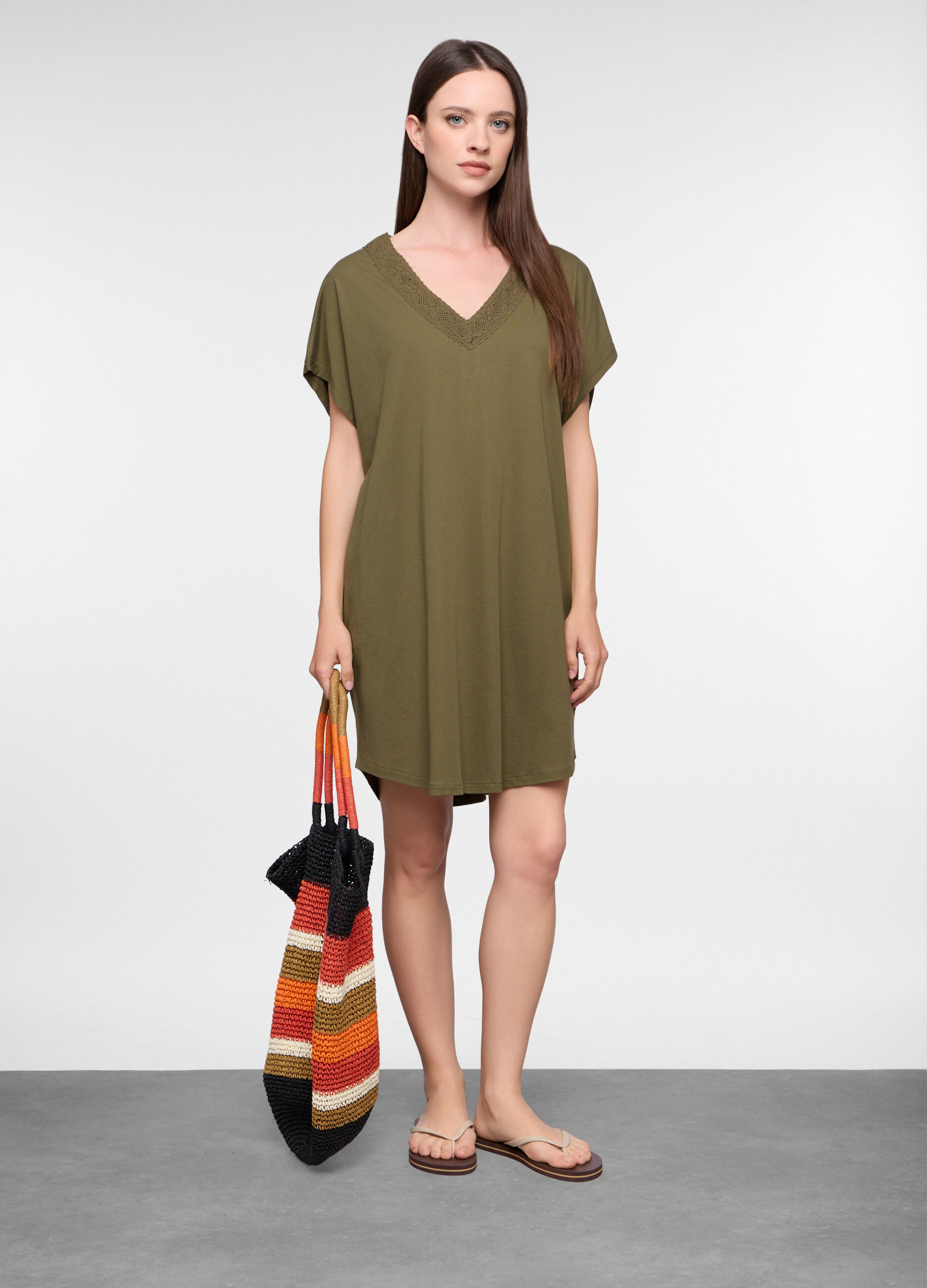 Caftano copricostume in jersey di puro cotone donna_0