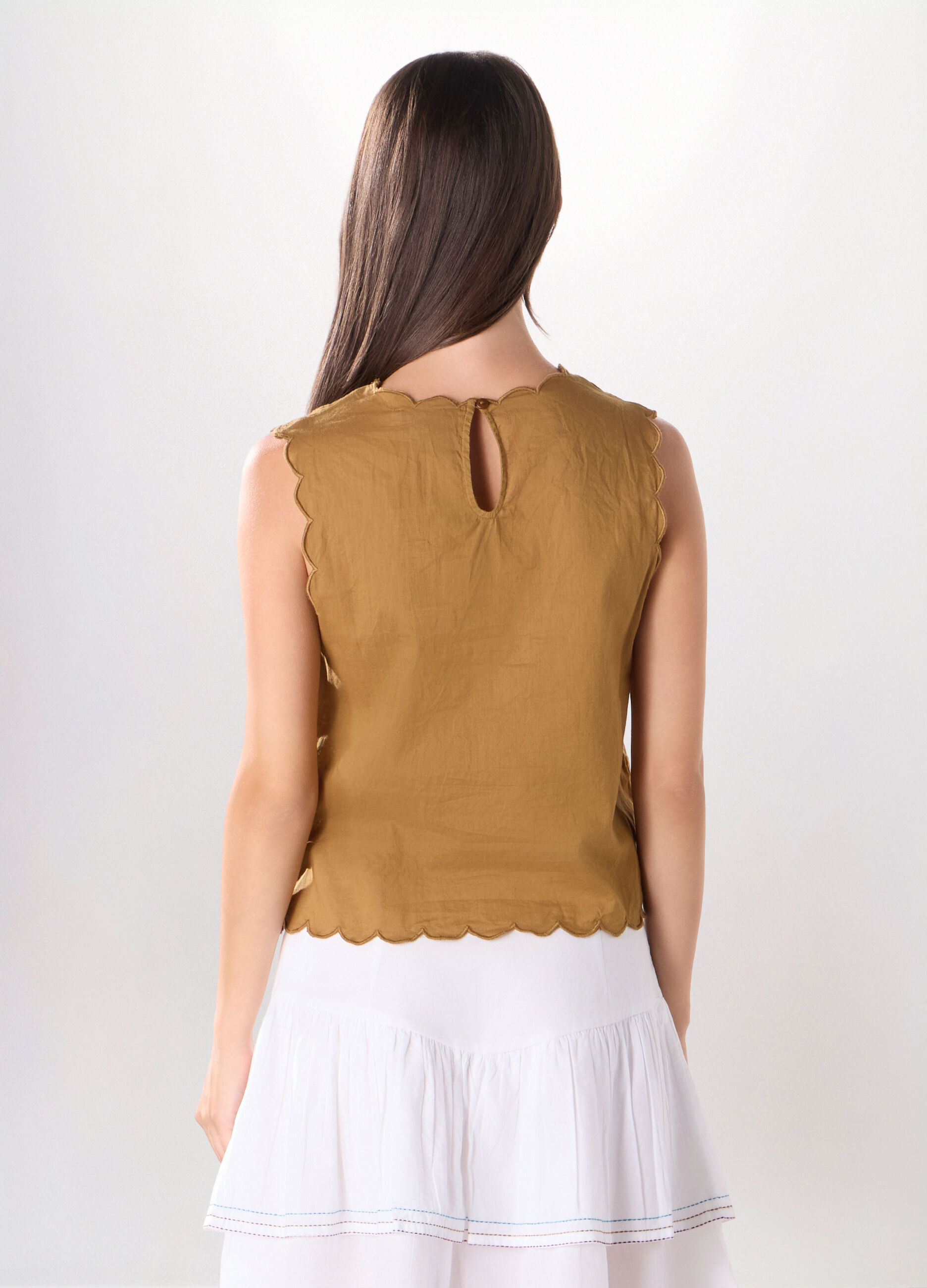 Top cropped in puro cotone donna_1