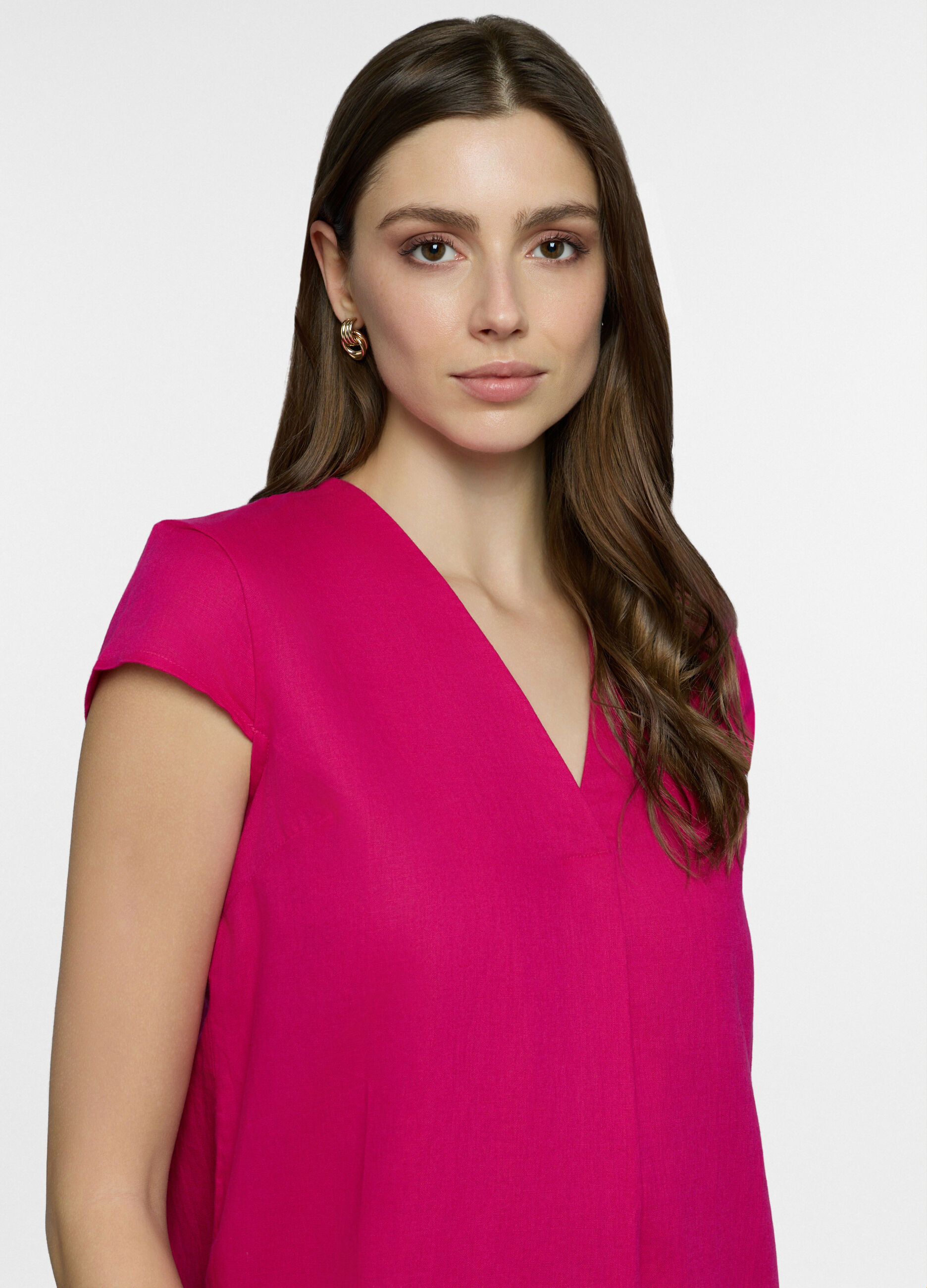 Abito corto misto lino donna_2