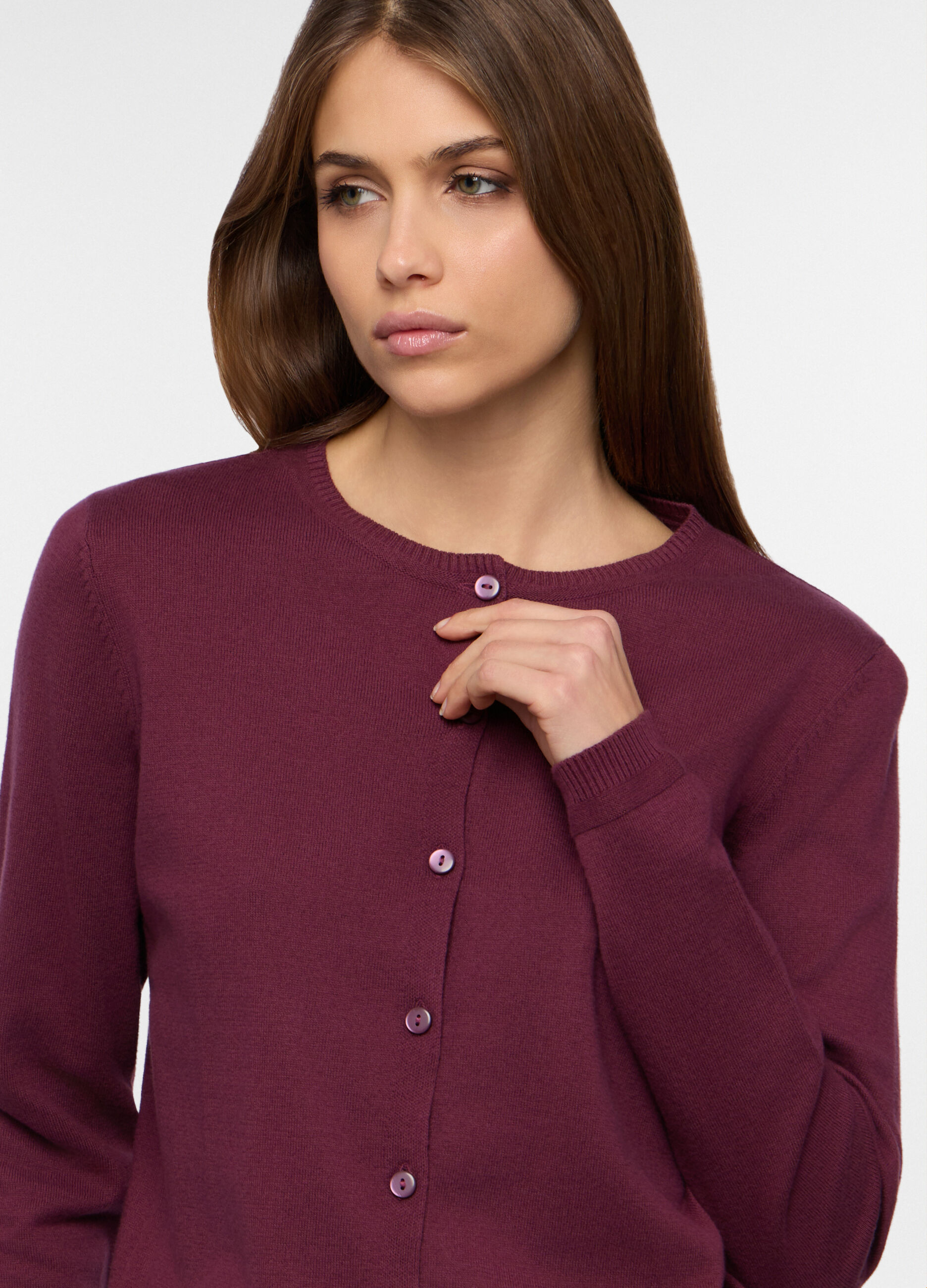 Cardigan girocollo rasato donna_2